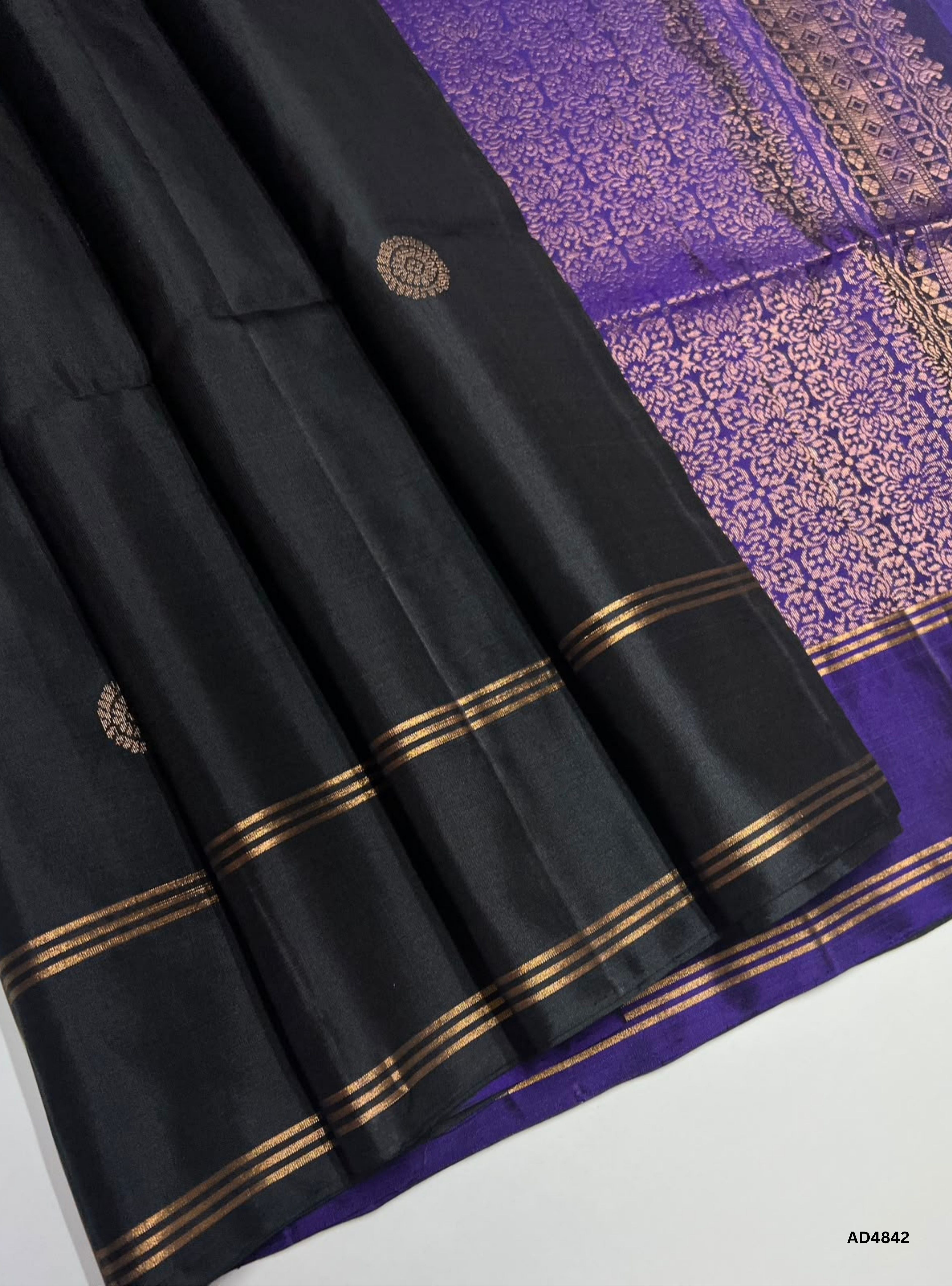 Black & Purple - Soft Silk Saree