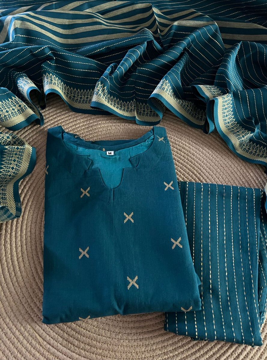 Woven Grace - Salwar Set with Striped Dupatta