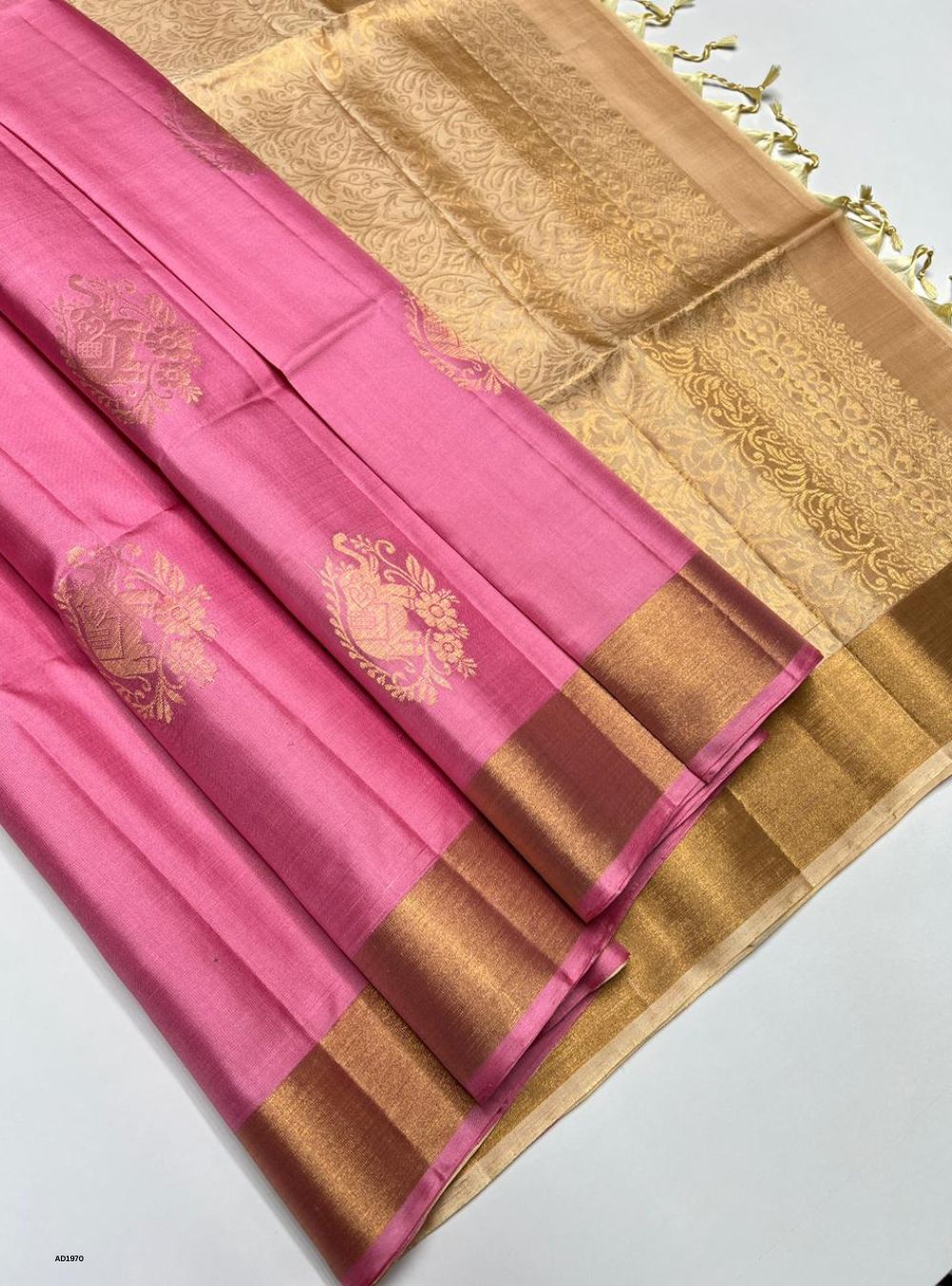 Pink & Cream - Soft Silk Saree