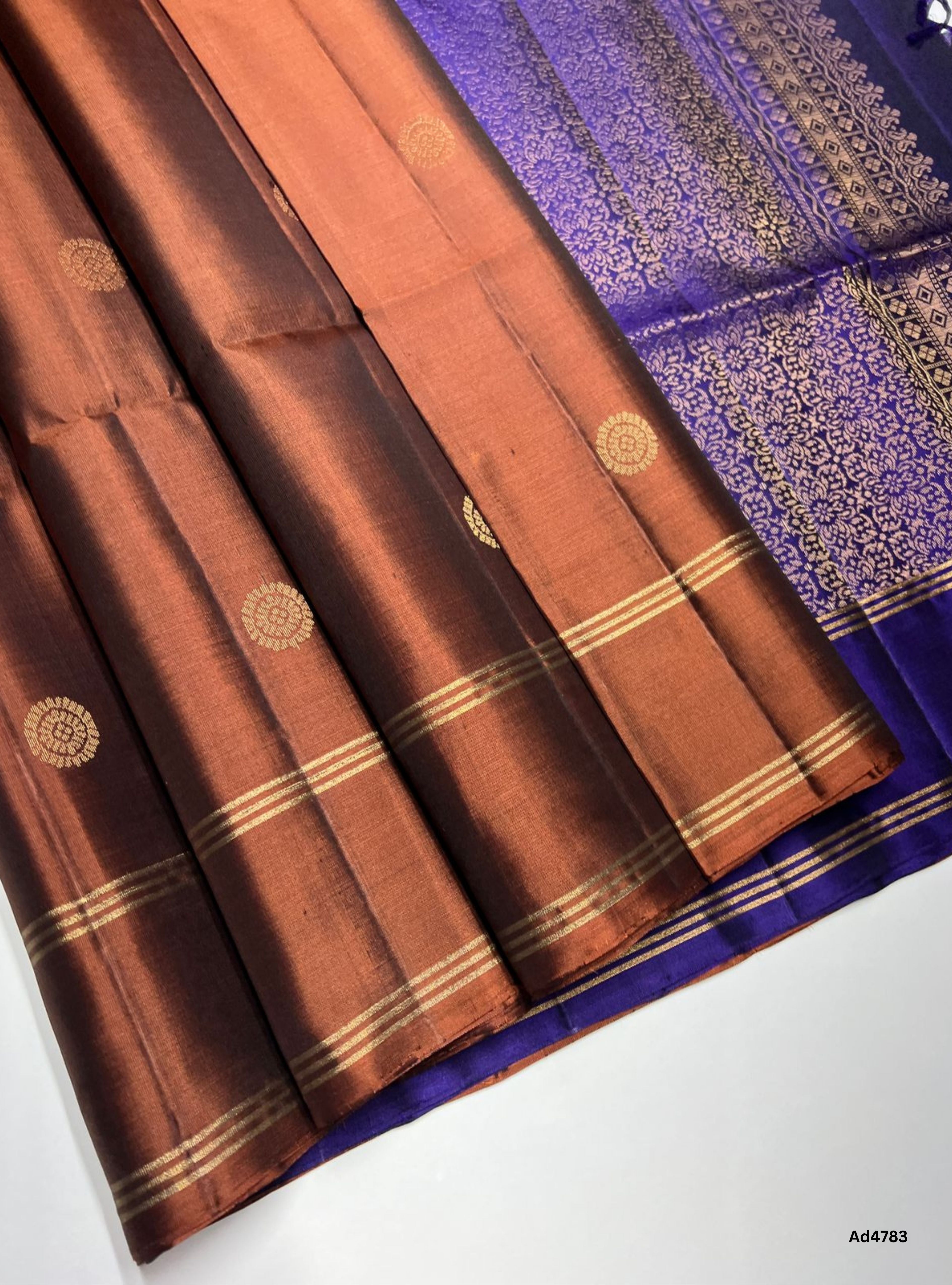 Saddle Brown & Purple - Soft Silk Saree