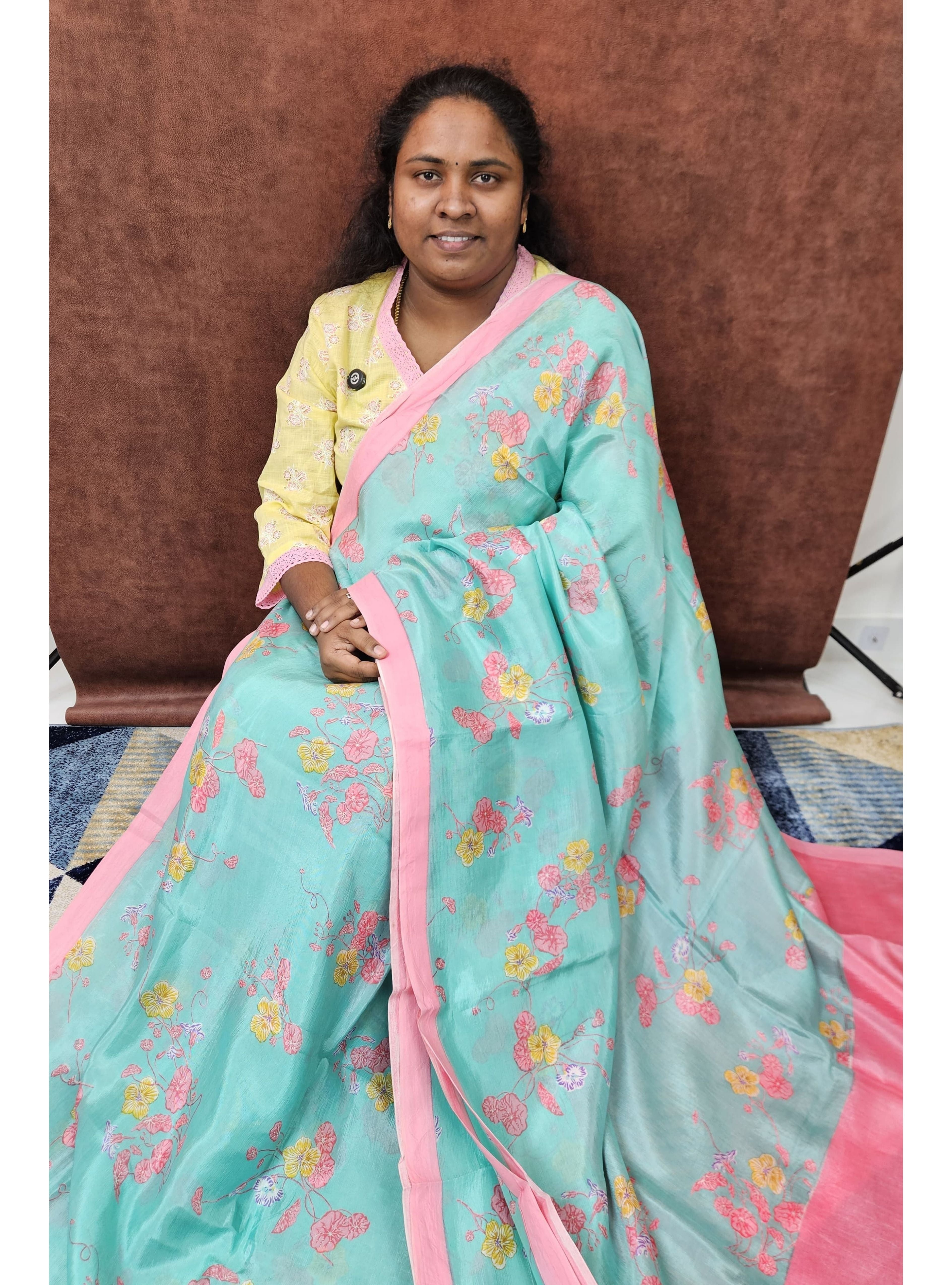 Turquoise - Mangalagiri Silk Saree