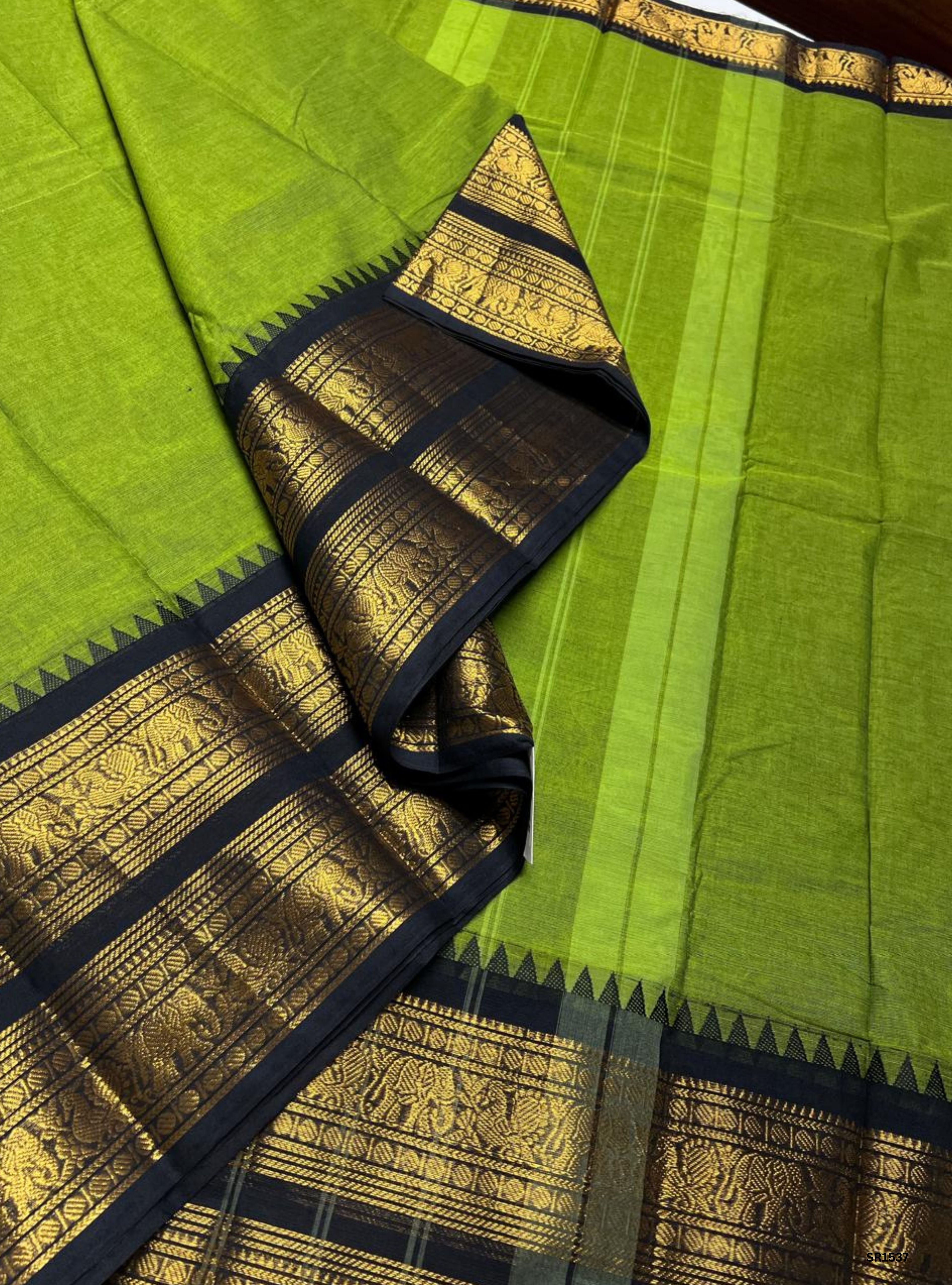 Green & Black - Kanchi Cotton Saree