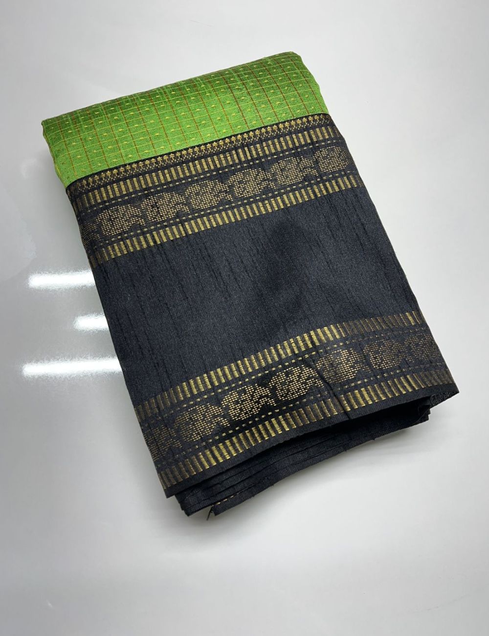 Green & Black -  Raw Silk