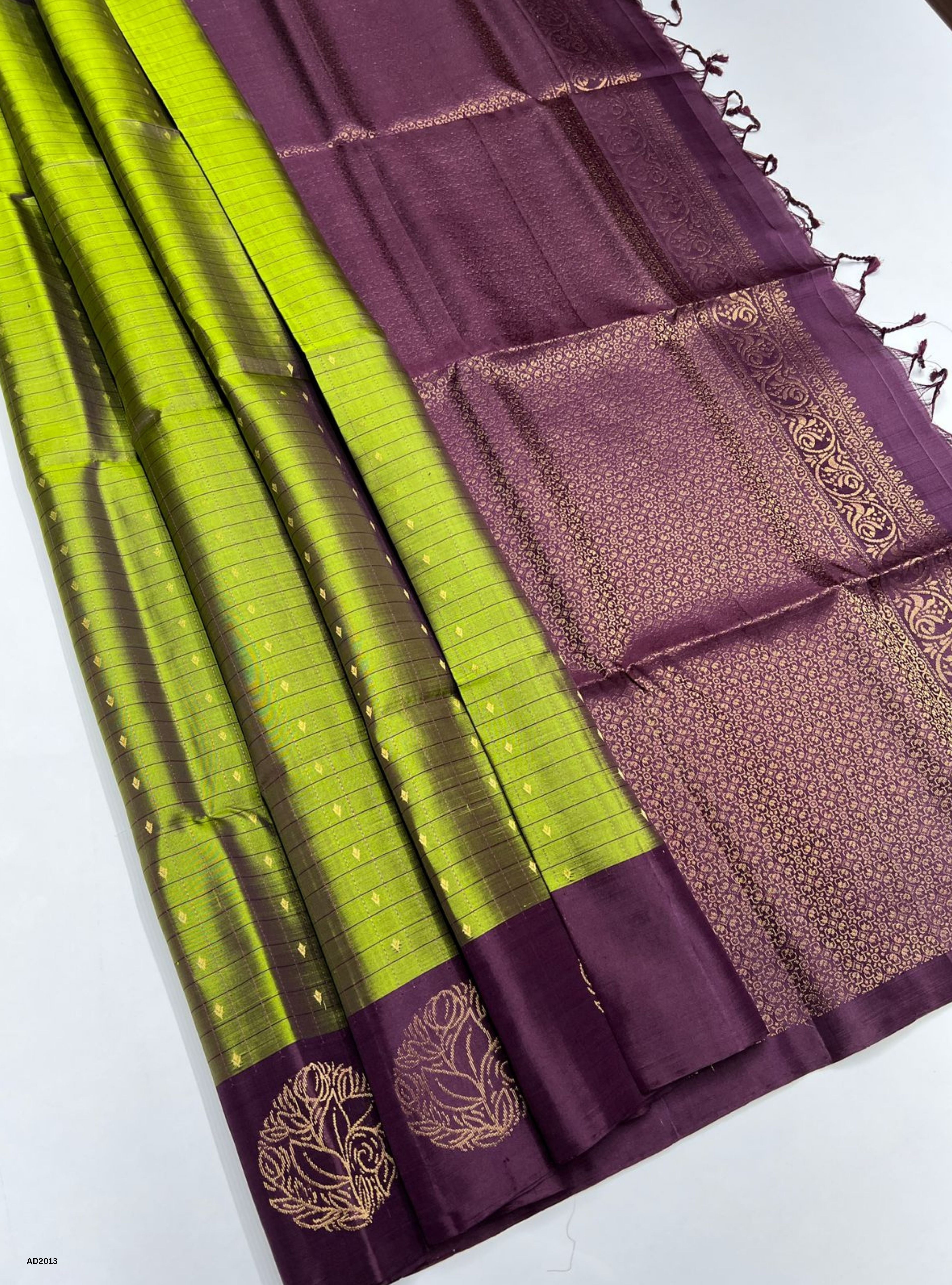 Green & Brown - Soft Silk Saree