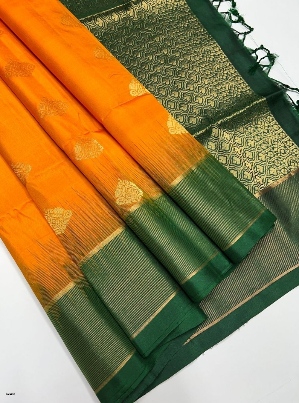 Yellow & Green -  Soft Silk Saree