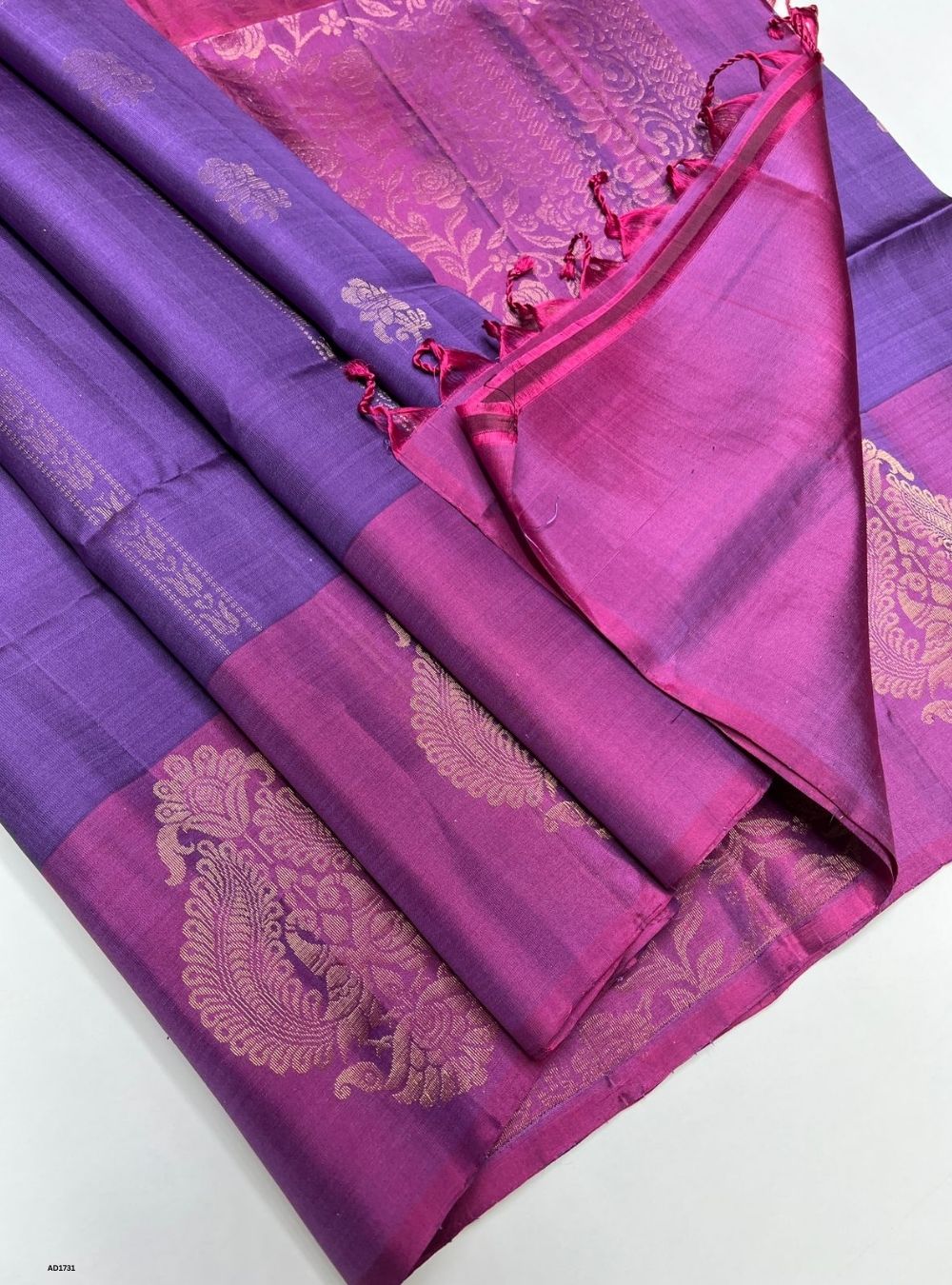 Dark Lilac & Raspberry - Soft Silk Saree
