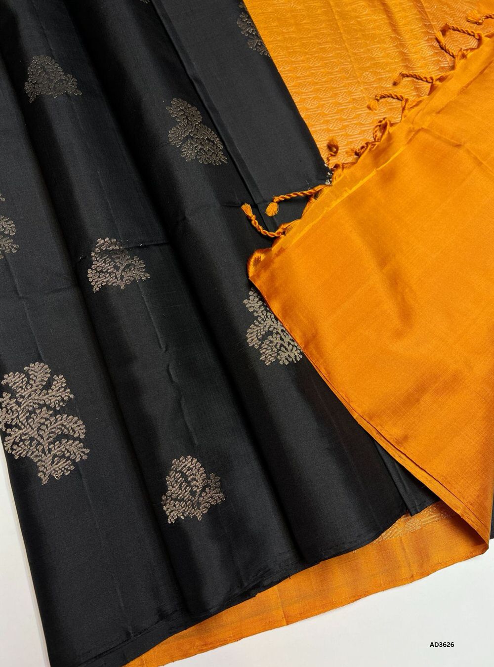 Black & Mustard - Soft Silk Saree