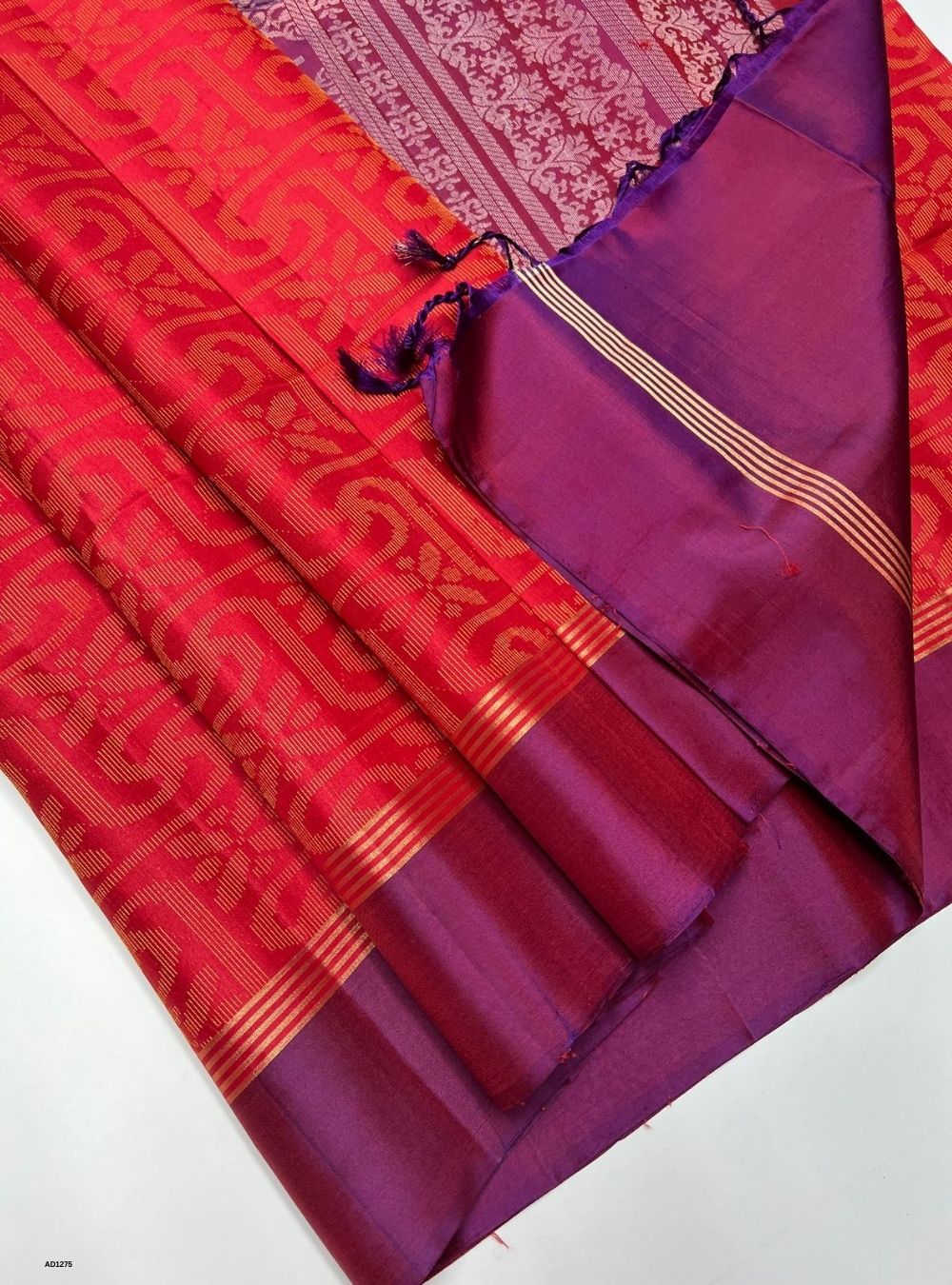 Red & Purple -  Soft Silk Saree