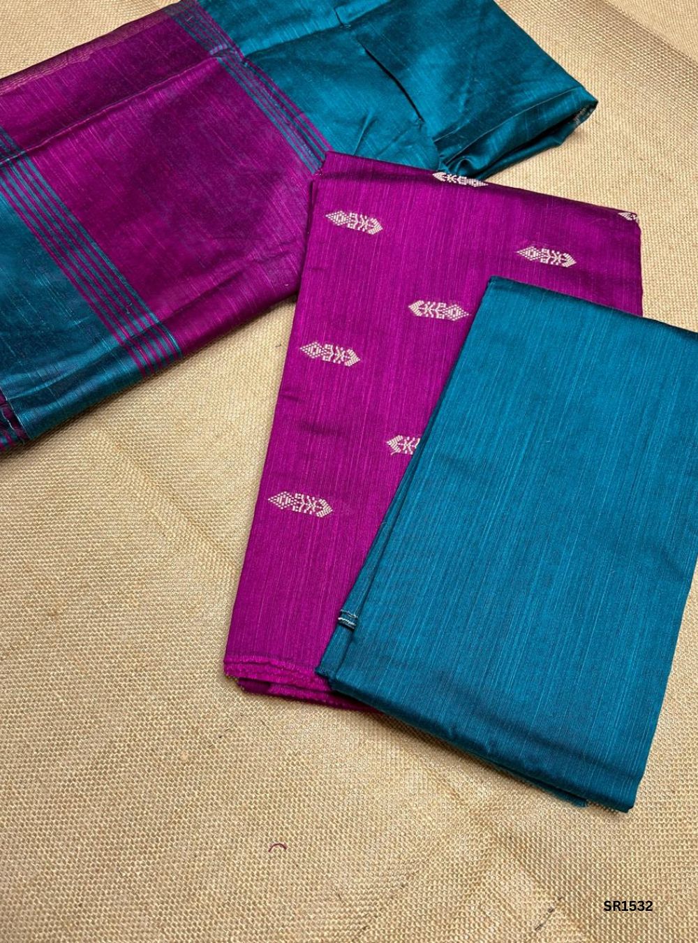 Magenta - Raw Silk Unstiched Suit 3 Pc Set