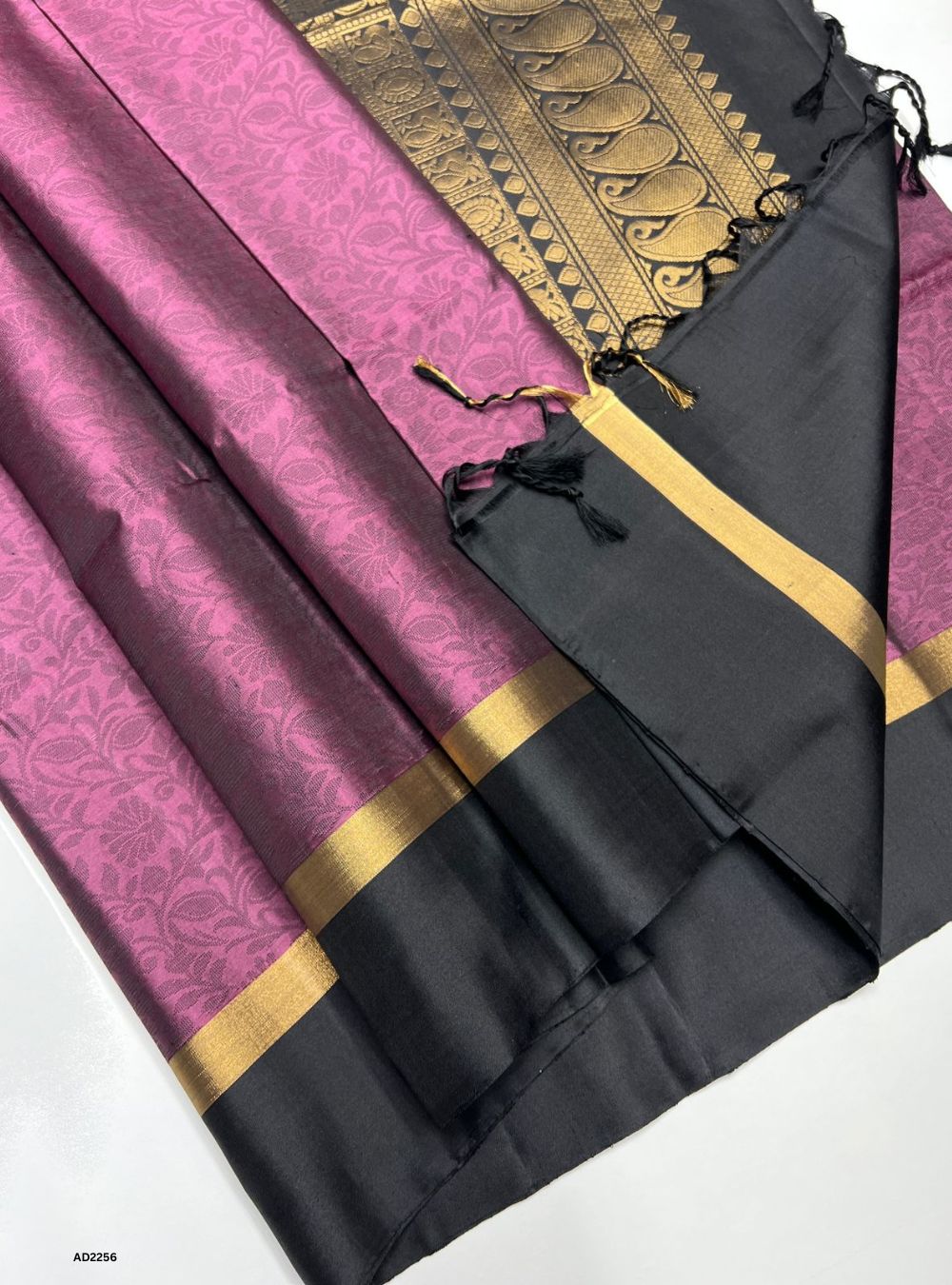 Berry & Black  - Soft Silk Saree