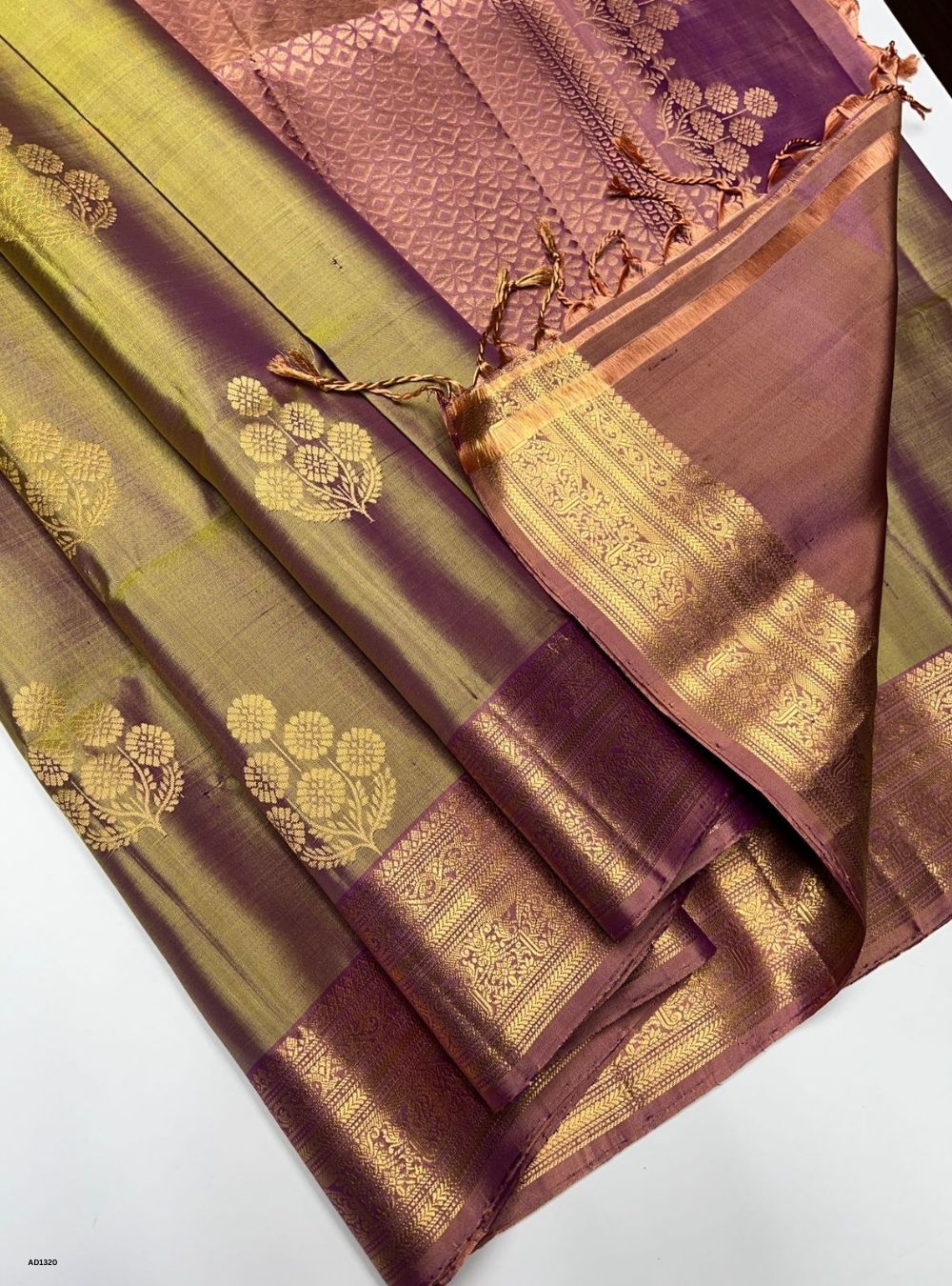 Dual Tone Gold & Dusty Rose -  Soft Silk Saree