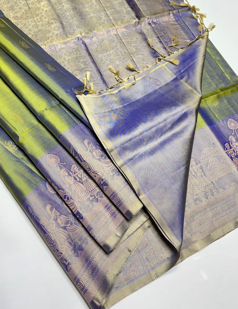 Green & Grey - Soft Silk Saree