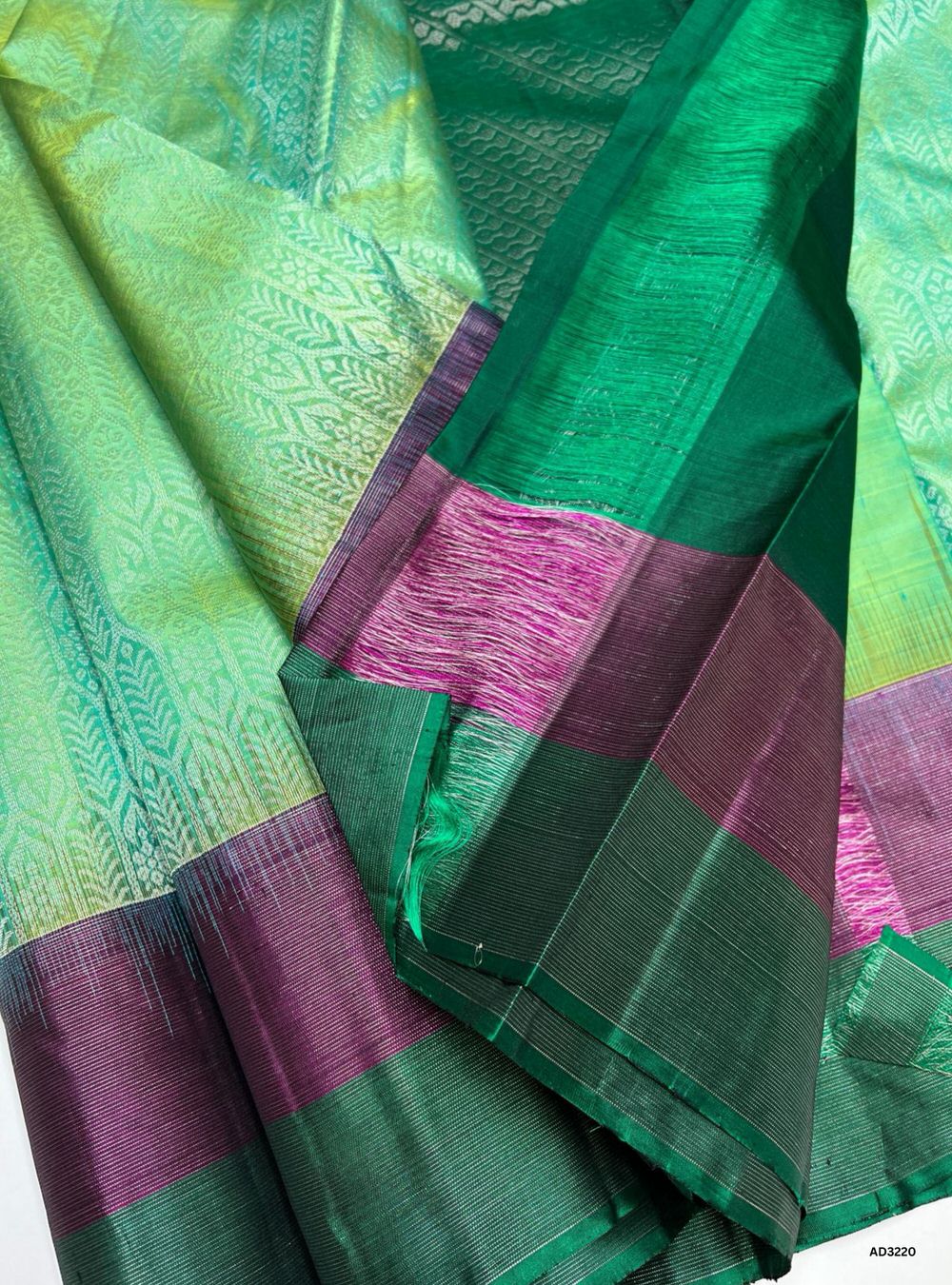 Green & Plum - Soft Silk Saree