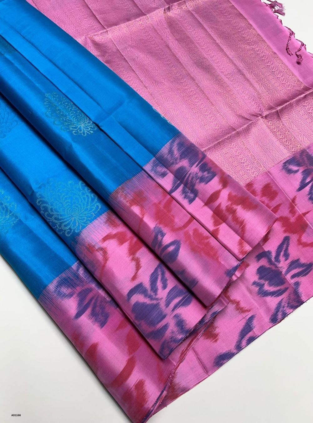 Blue & Pink - Soft Silk Saree