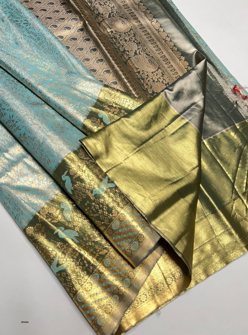 Blue & Green - Semi Kanjeevaram Saree