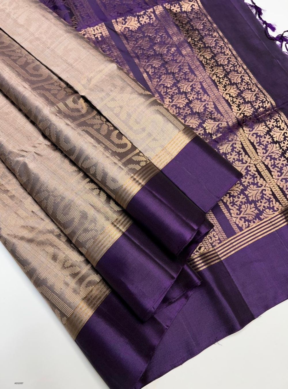 Coco Brown & Purple - Soft Silk Saree