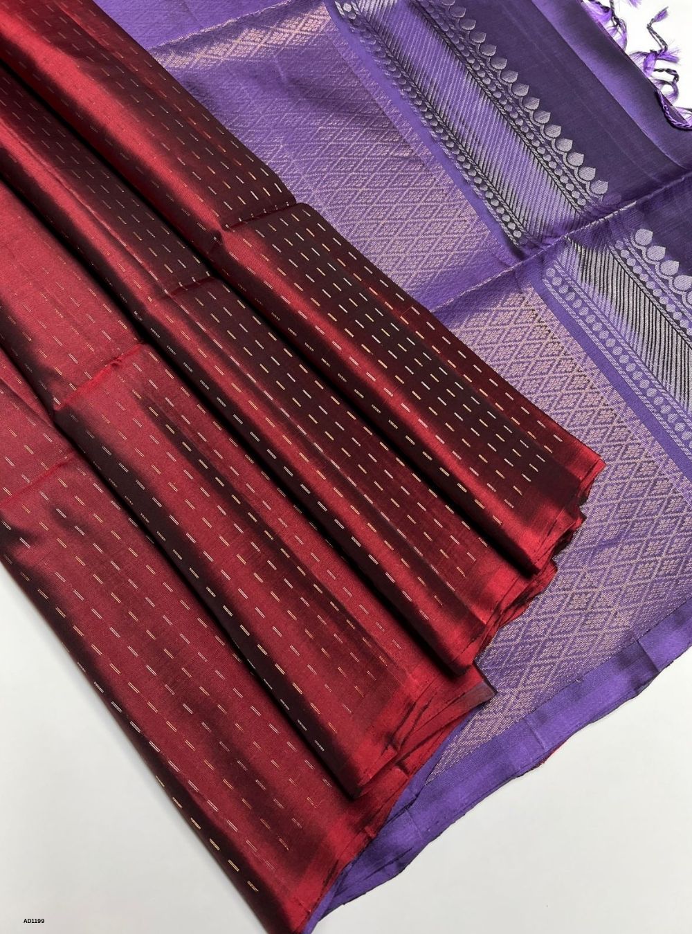 Maroon & Lavender - Soft Silk Saree