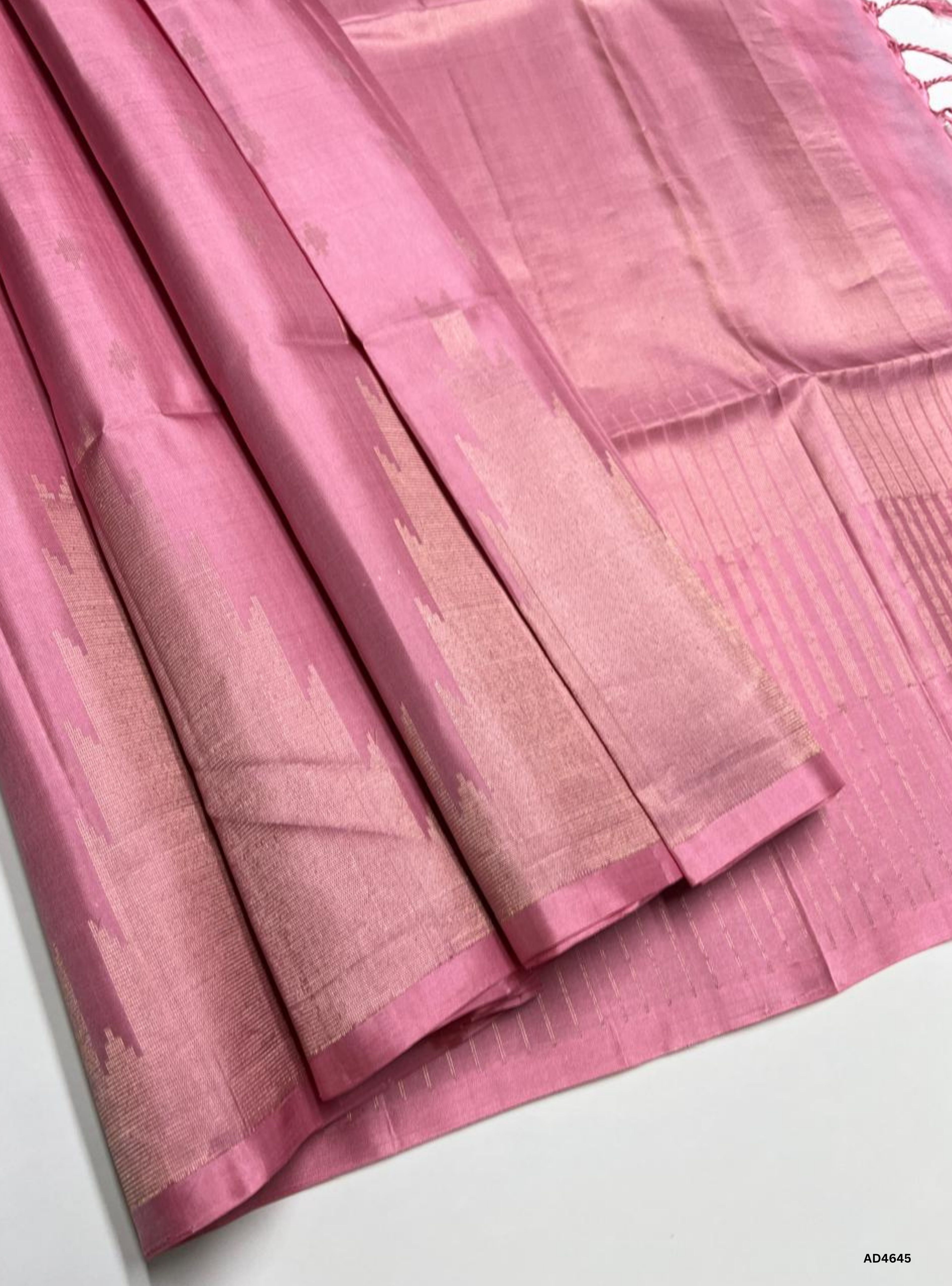 Pink - Temple Border Soft Silk Saree