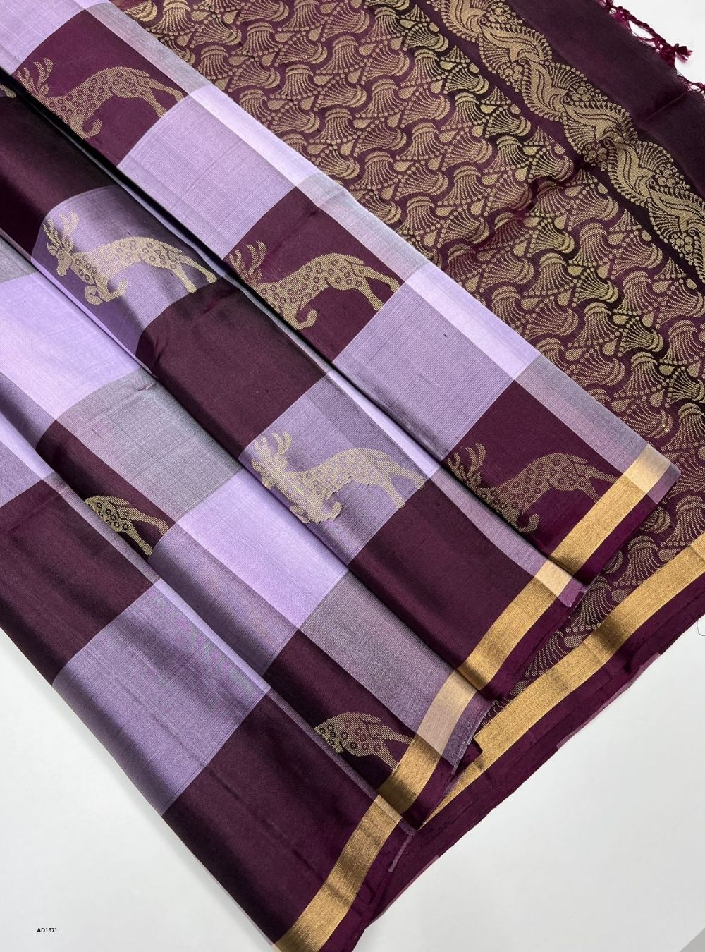 Lilac & Jammun -  Soft Silk Saree