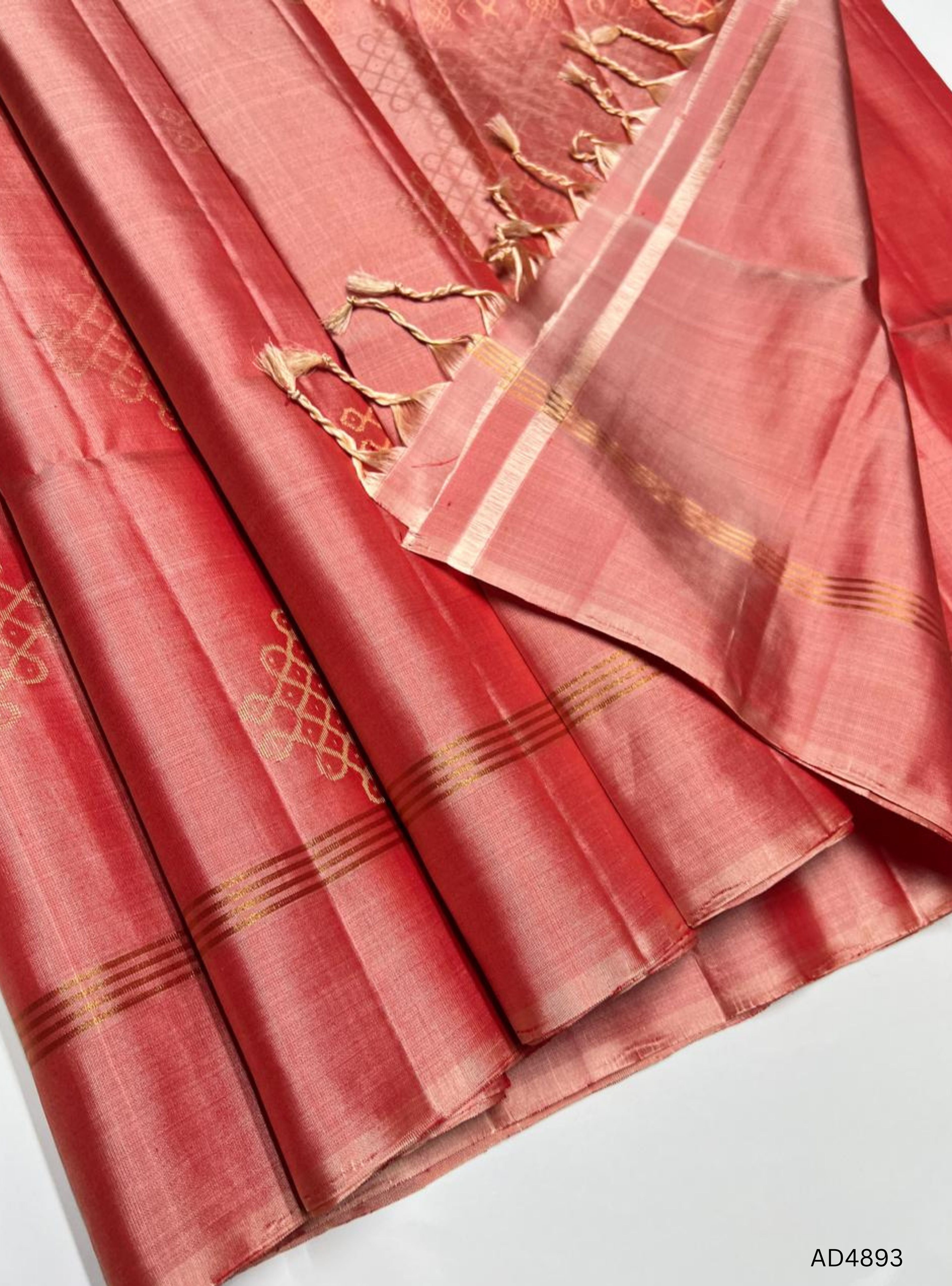 Peach Graefruit - Kolam Soft Silk Saree