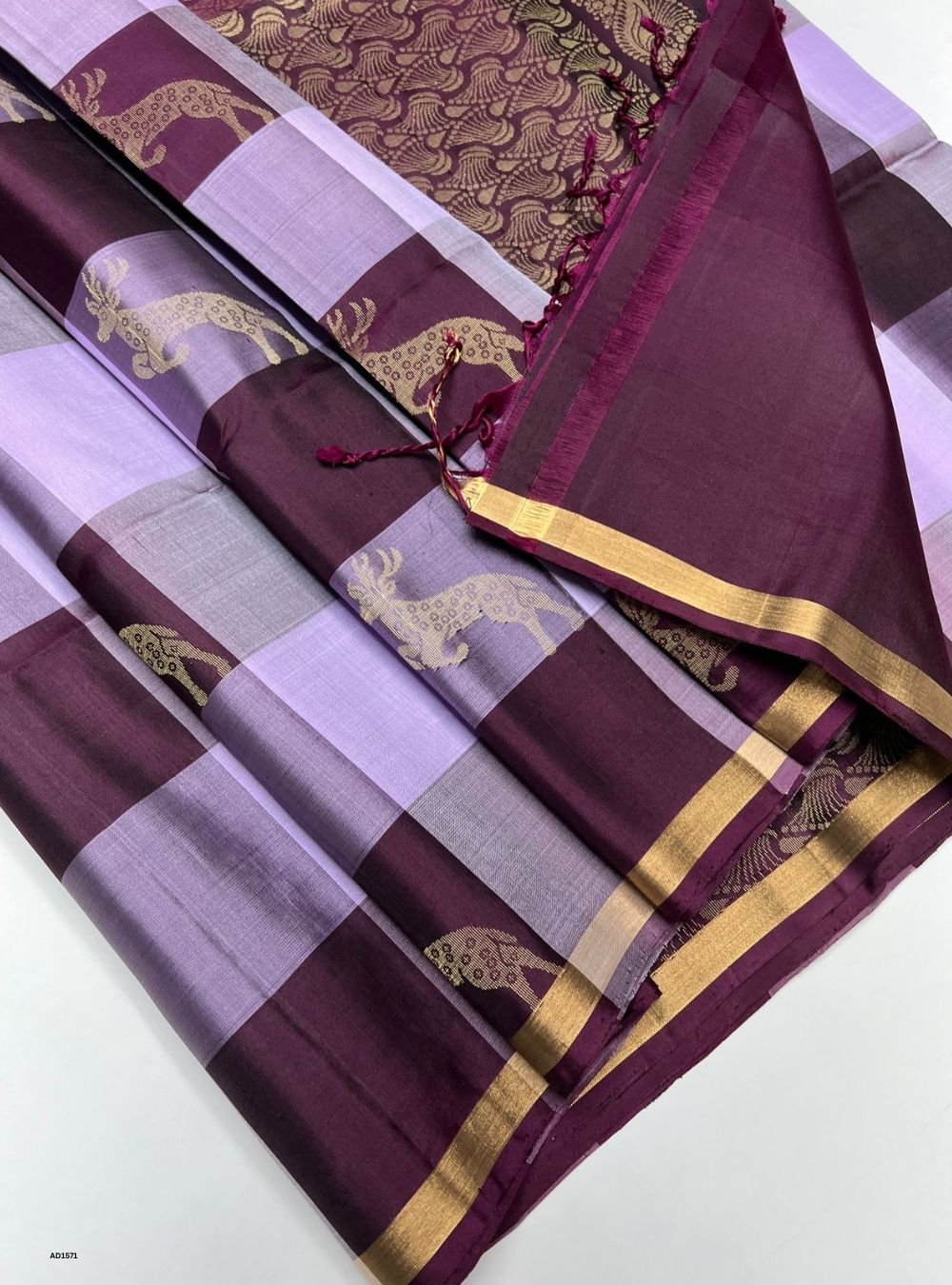 Lilac & Jammun -  Soft Silk Saree