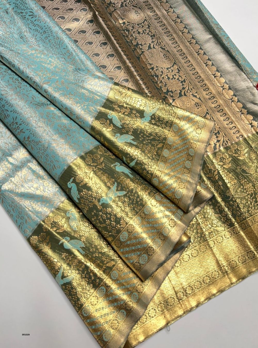 Blue & Green - Semi Kanjeevaram Saree