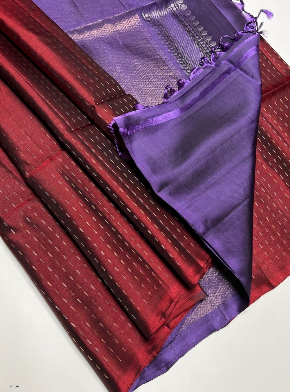 Maroon & Lavender - Soft Silk Saree