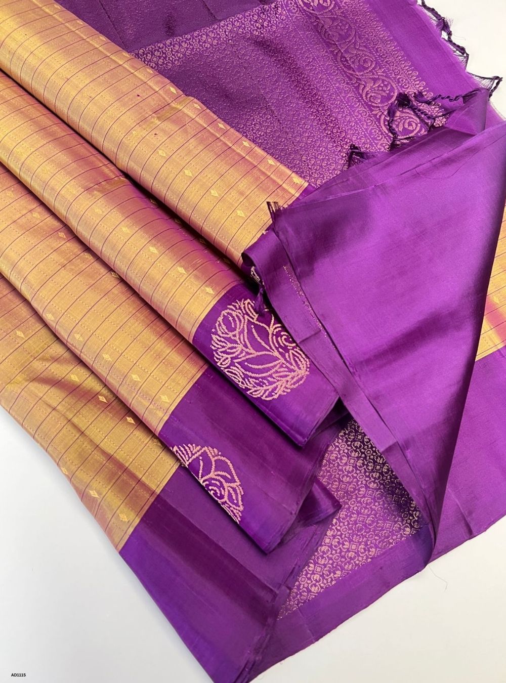 Gold & Plum - Soft Silk Saree