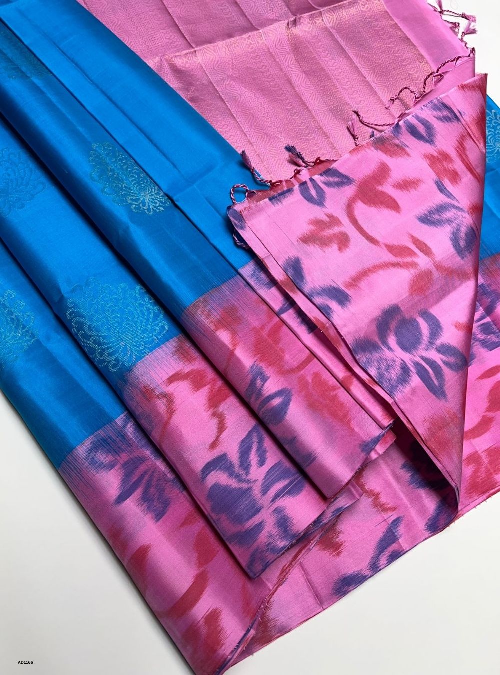 Blue & Pink - Soft Silk Saree