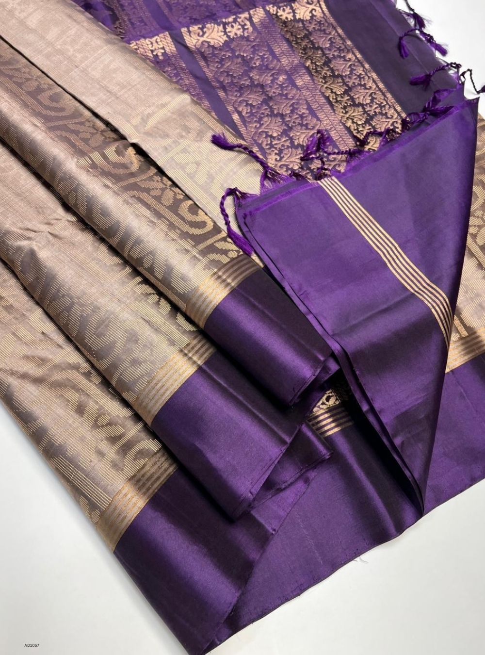 Coco Brown & Purple - Soft Silk Saree