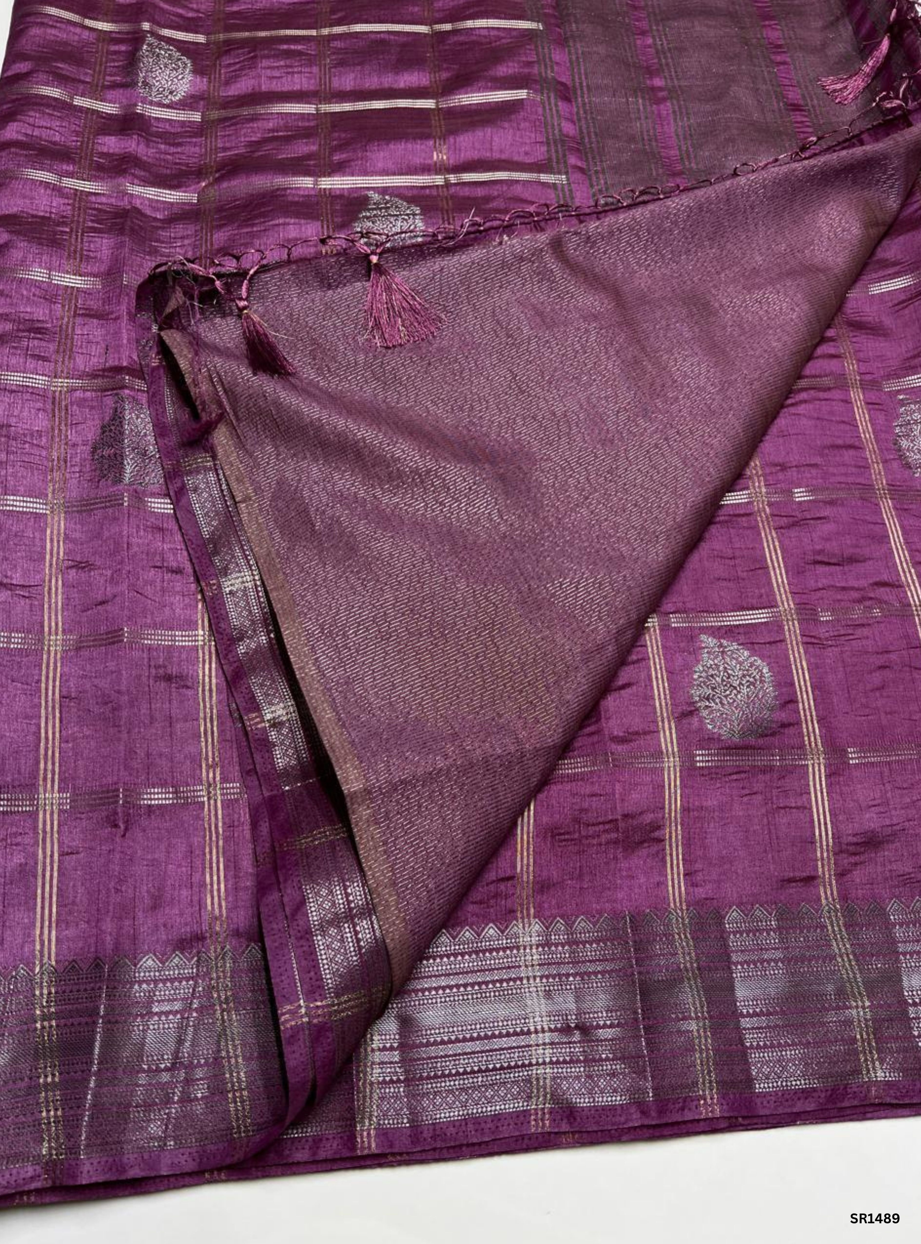 Mulberry Pink - Semi Tussar Saree