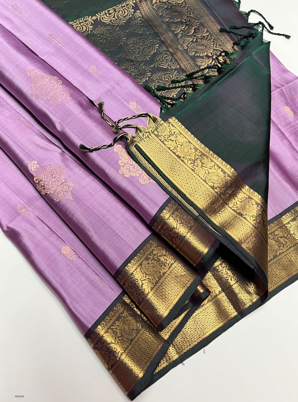 Lavender & Dark Green - Soft Silk Saree