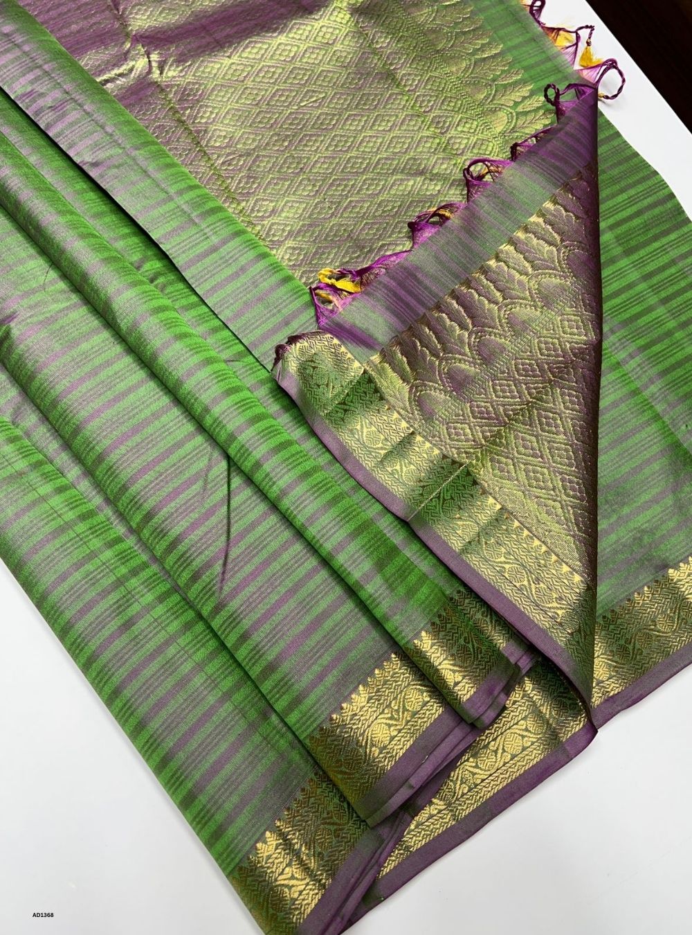 Dual Tone Green -  Soft Silk Saree