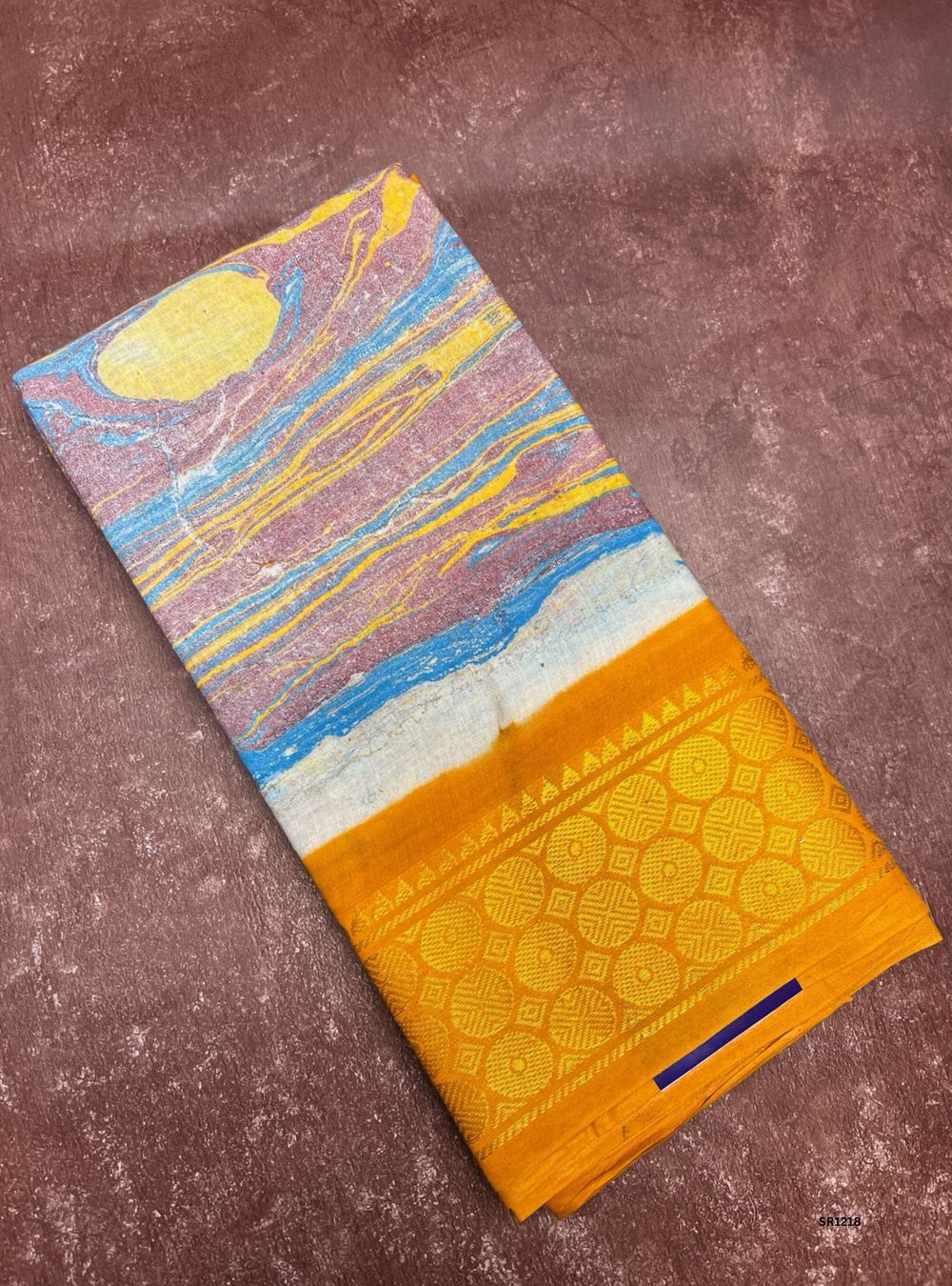 Yellow - Marble Print Chungudi Cotton