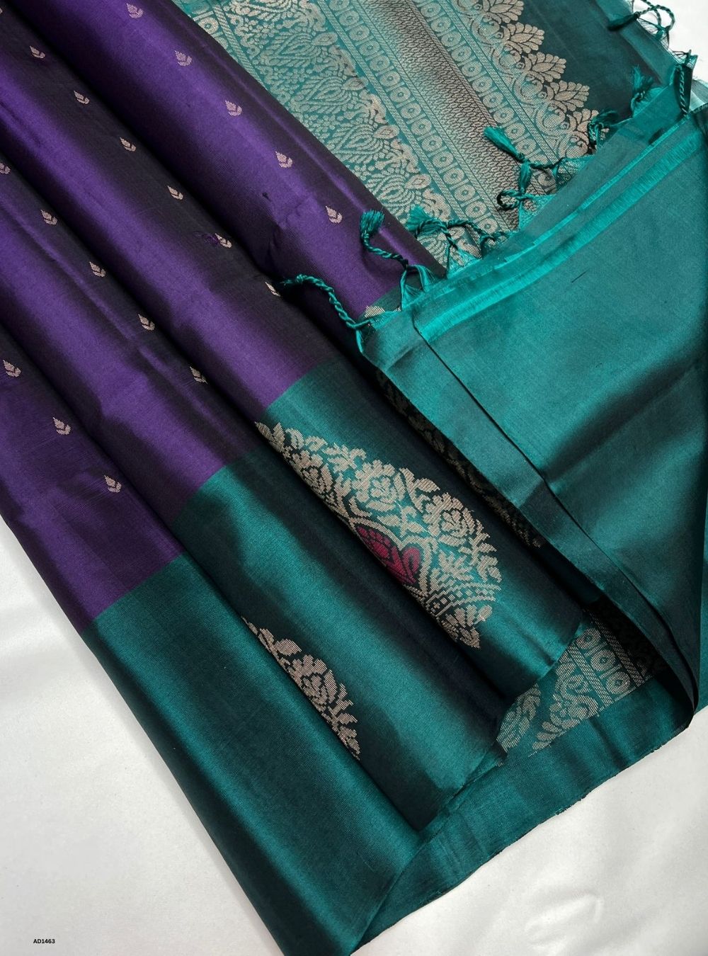 Purple & Green - Soft Silk Saree