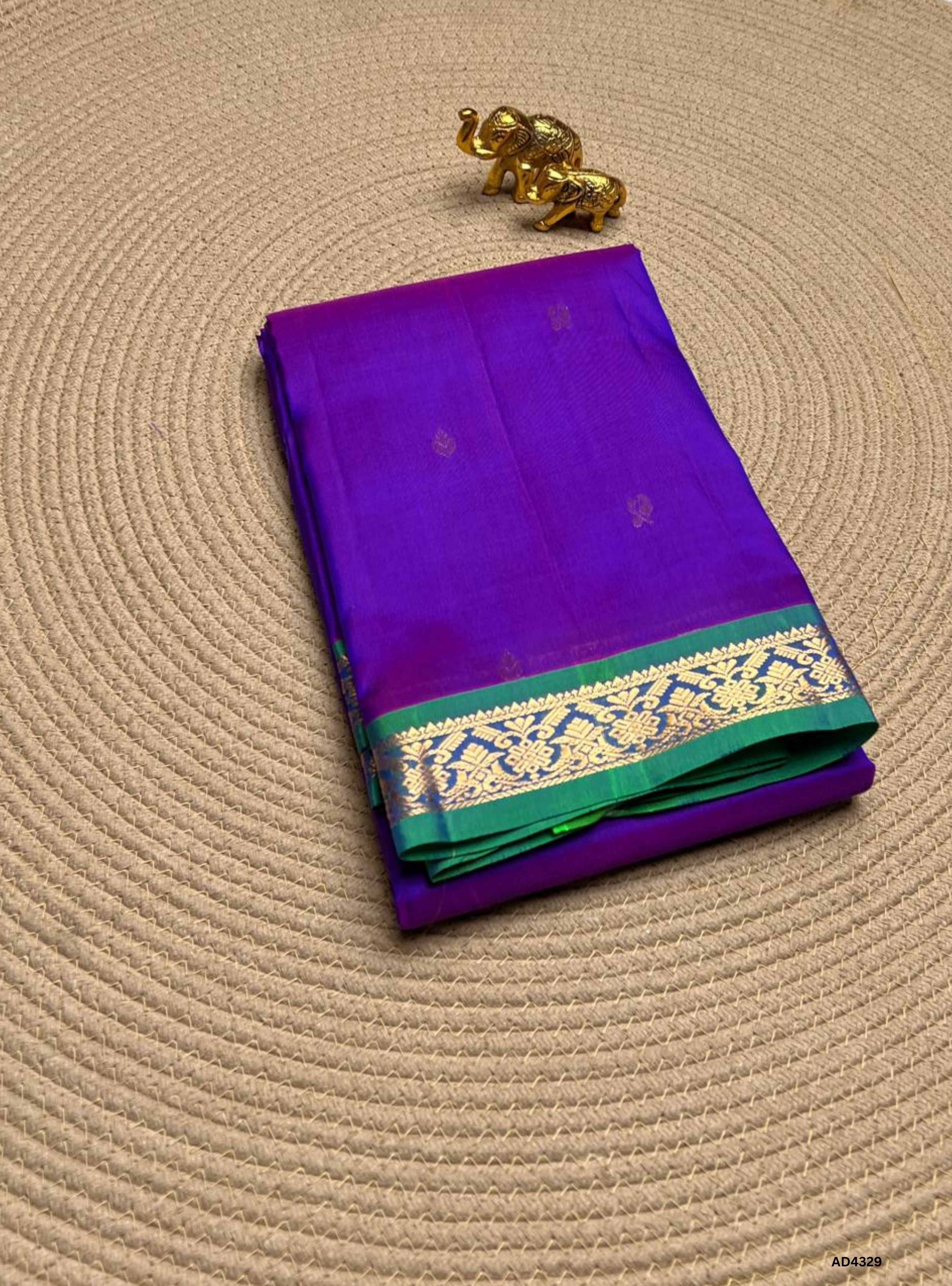 Violet & Green - Soft Silk Saree