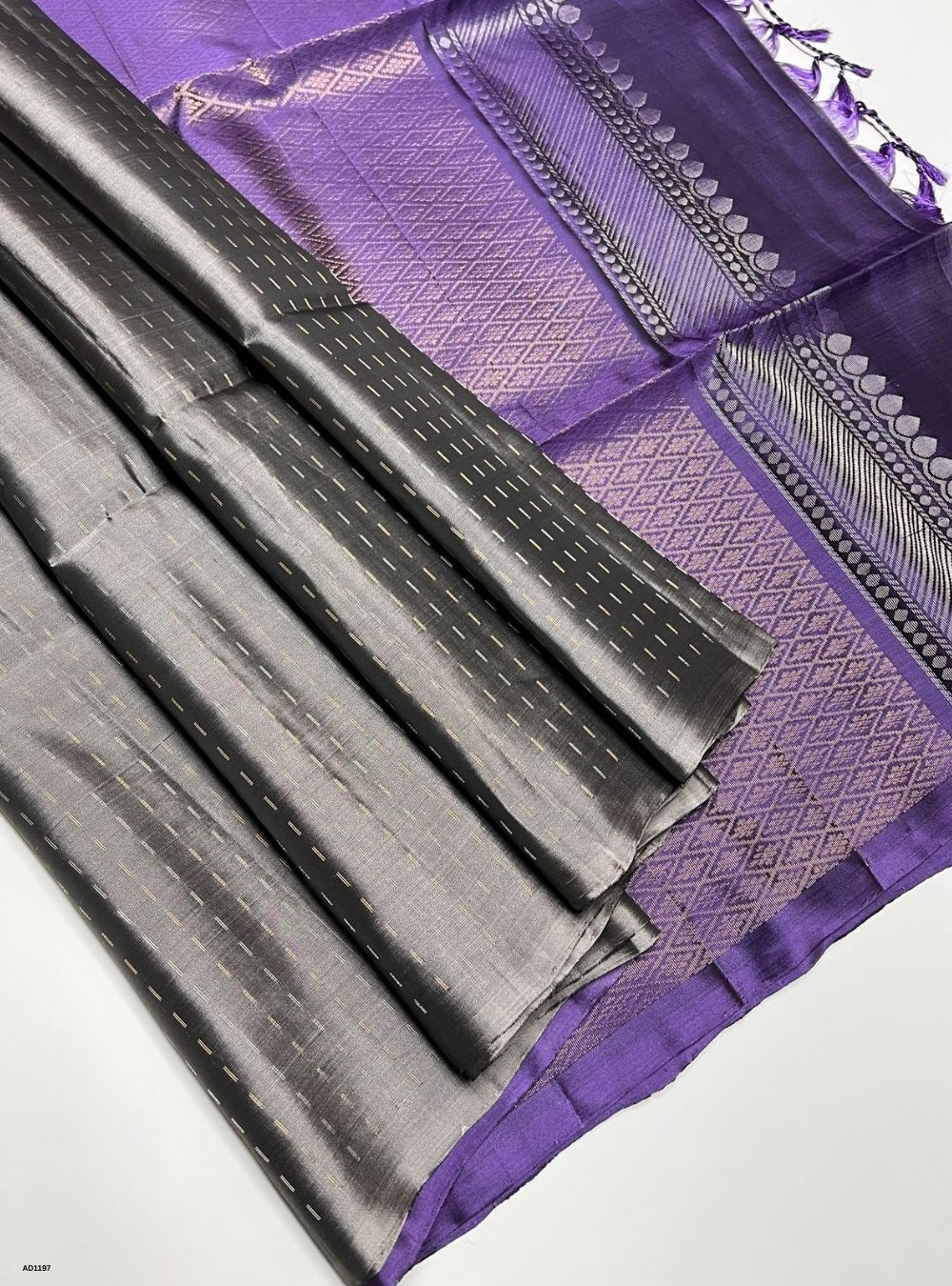 Grey & Lavender - Soft Silk Saree