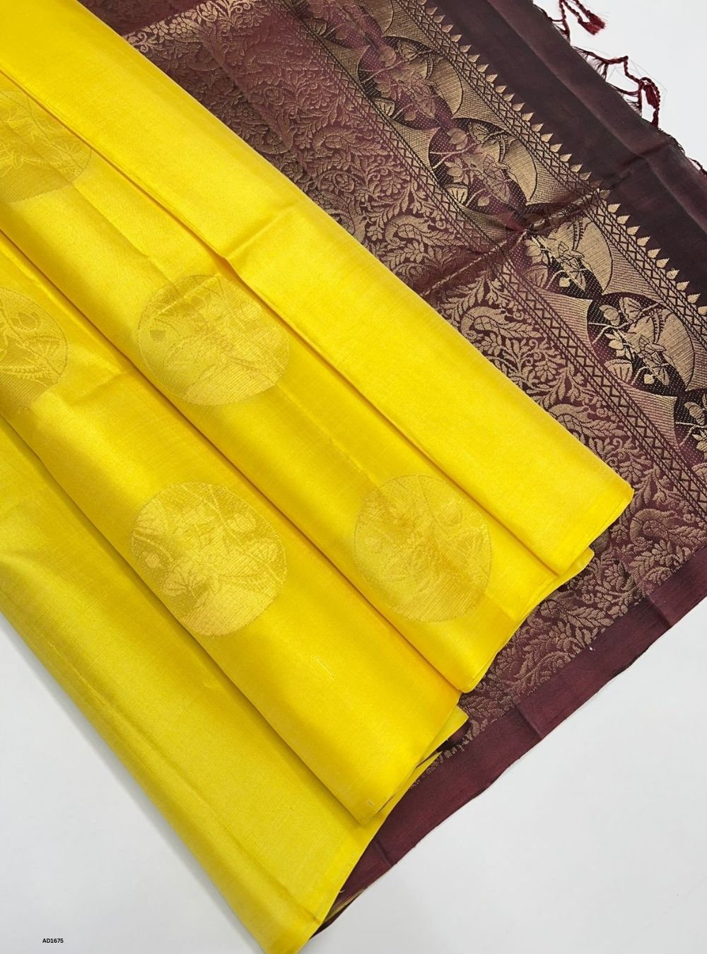 Yellow & Maroon -  Soft Silk Saree