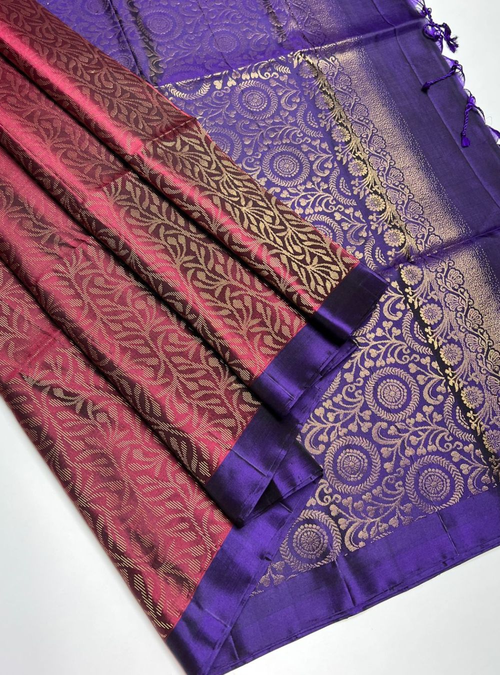 Magenta & Navy - Soft Silk Saree