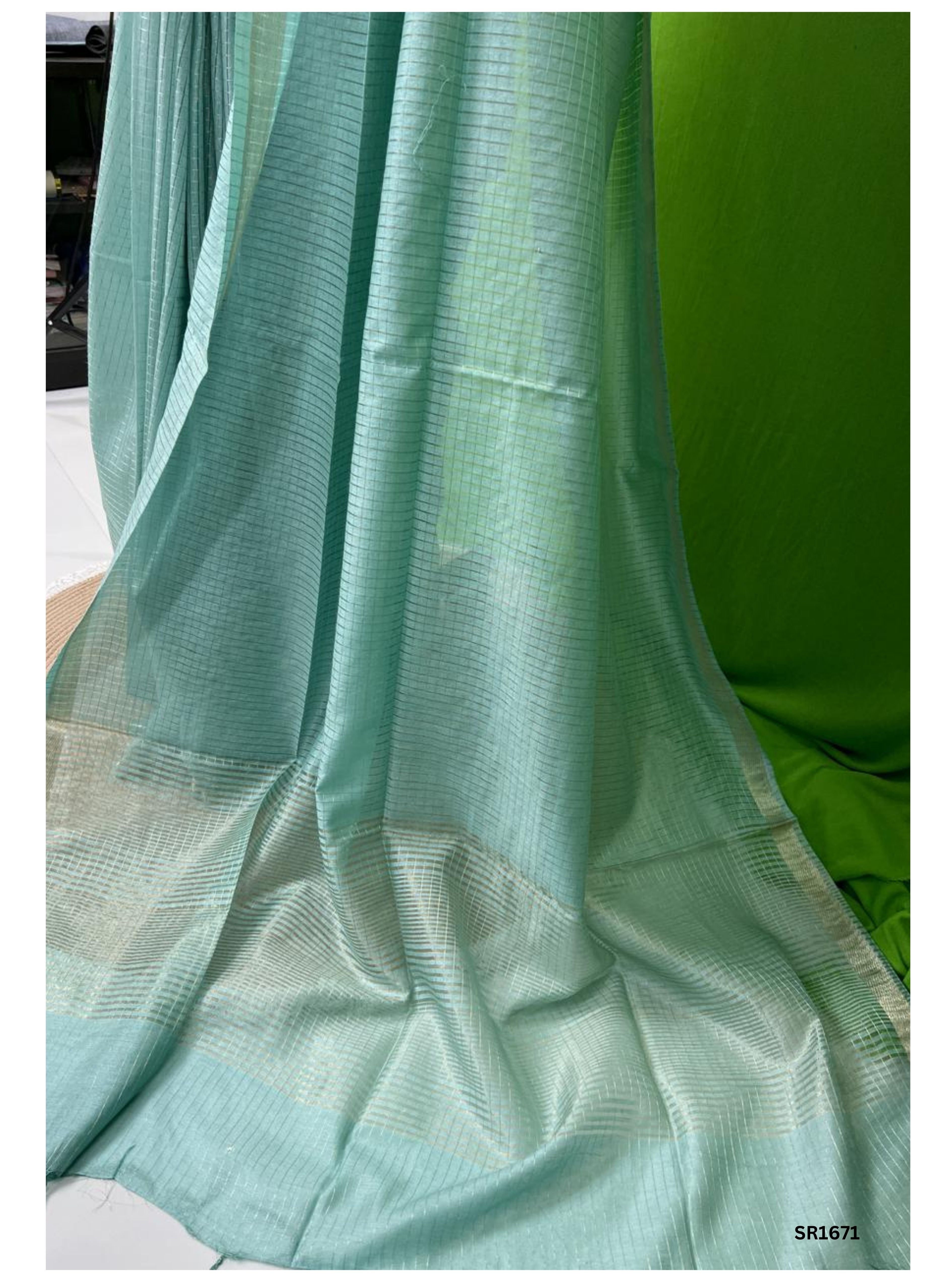 Mint Green - Moonga Silk  Saree