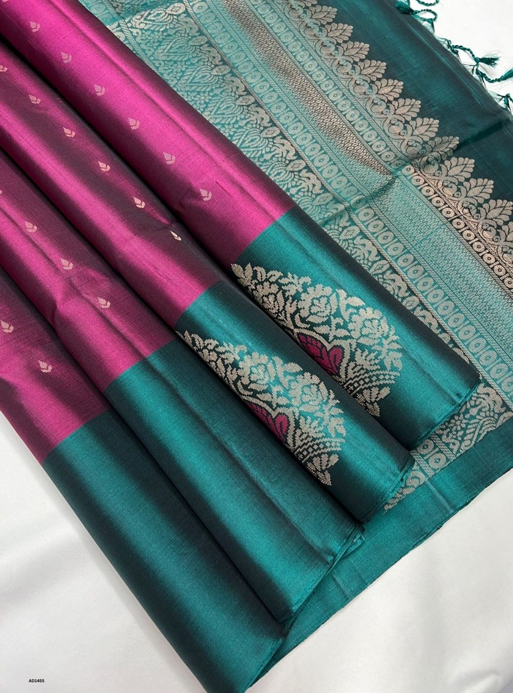 Magenta & Green - Soft Silk Saree