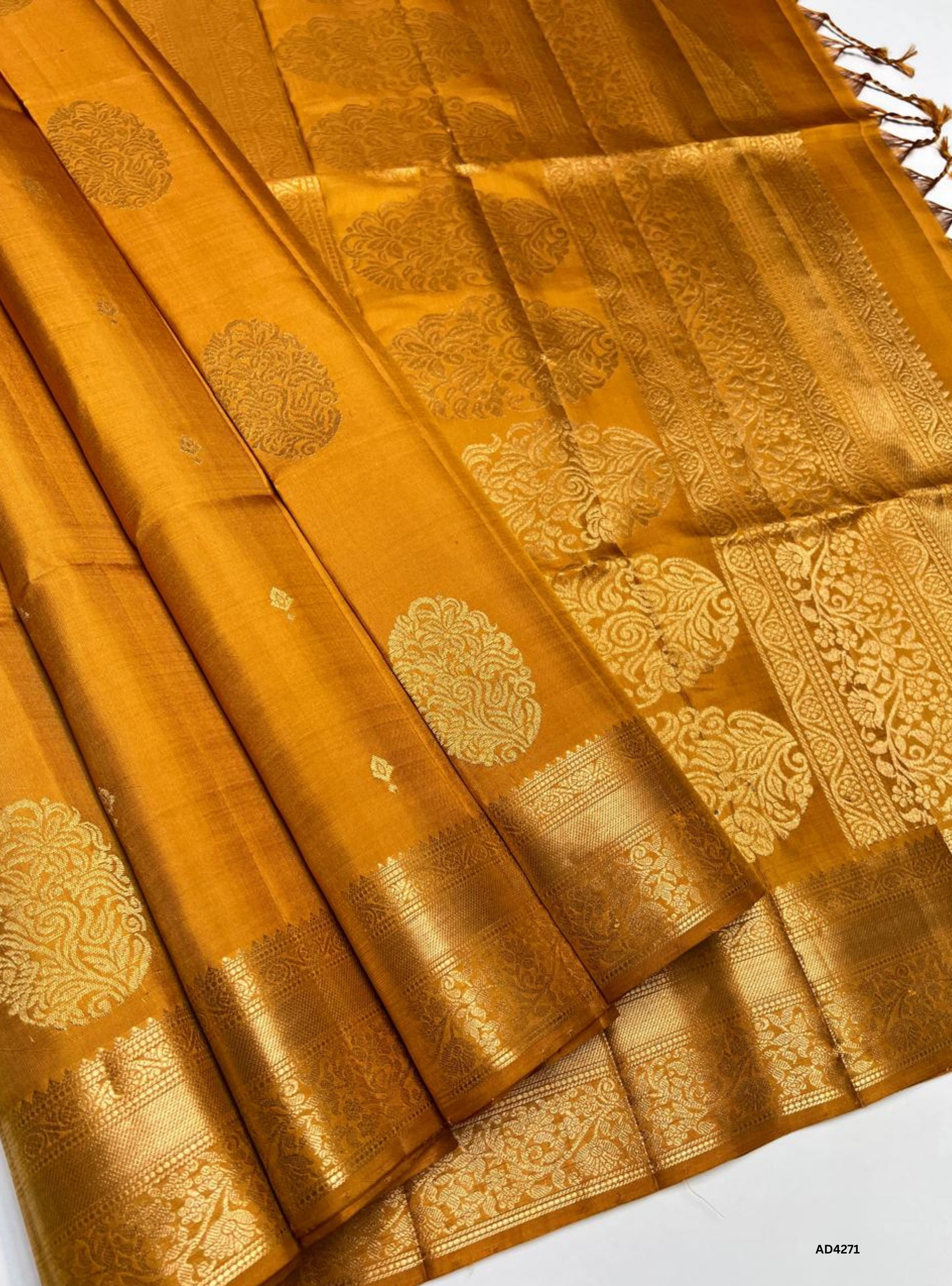 Mustard Yellow - Kanchi Border Soft Silk Saree