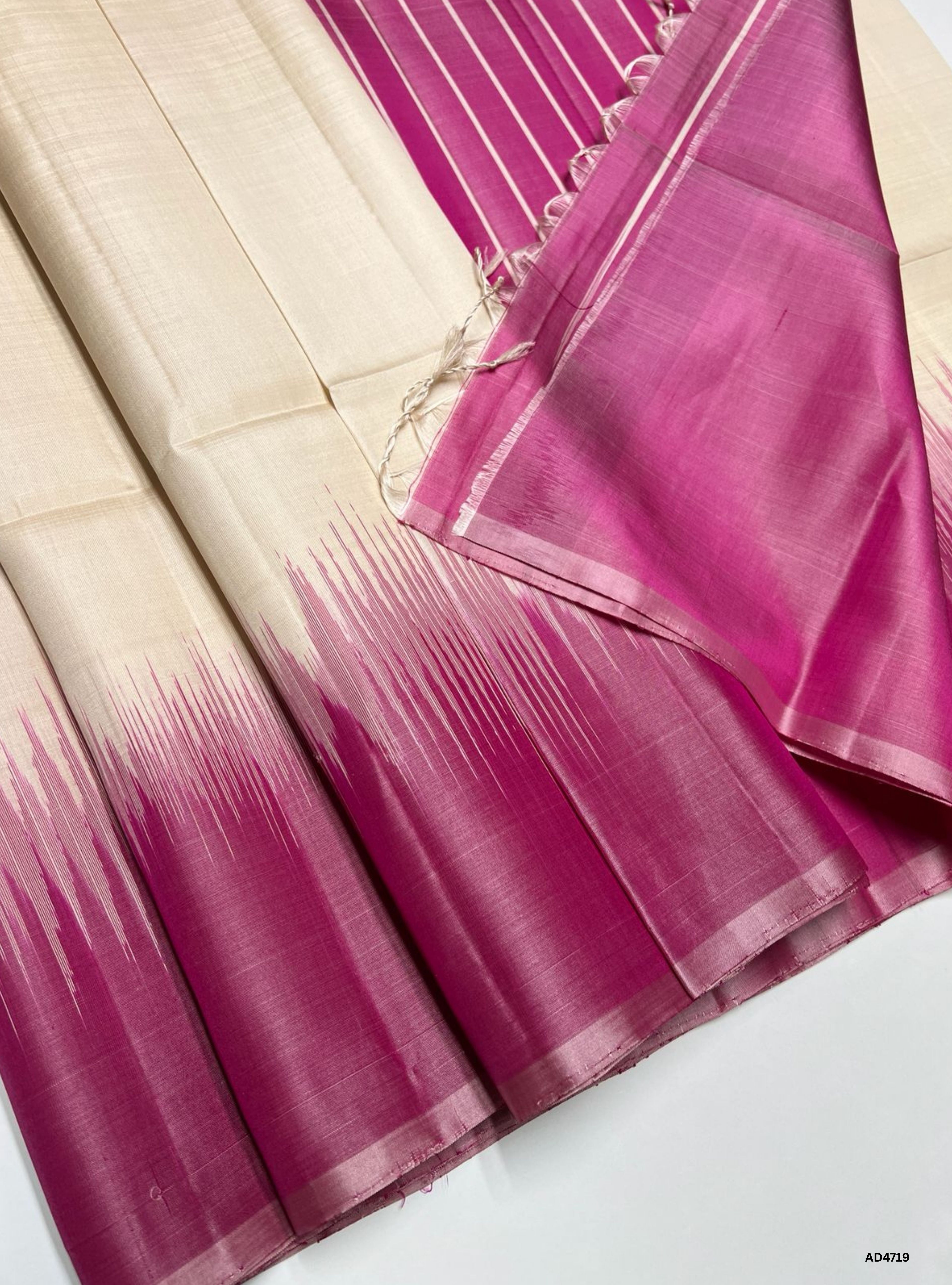 Rani Pink & Purple - Contrast Plain Soft Silk Saree (Copy)