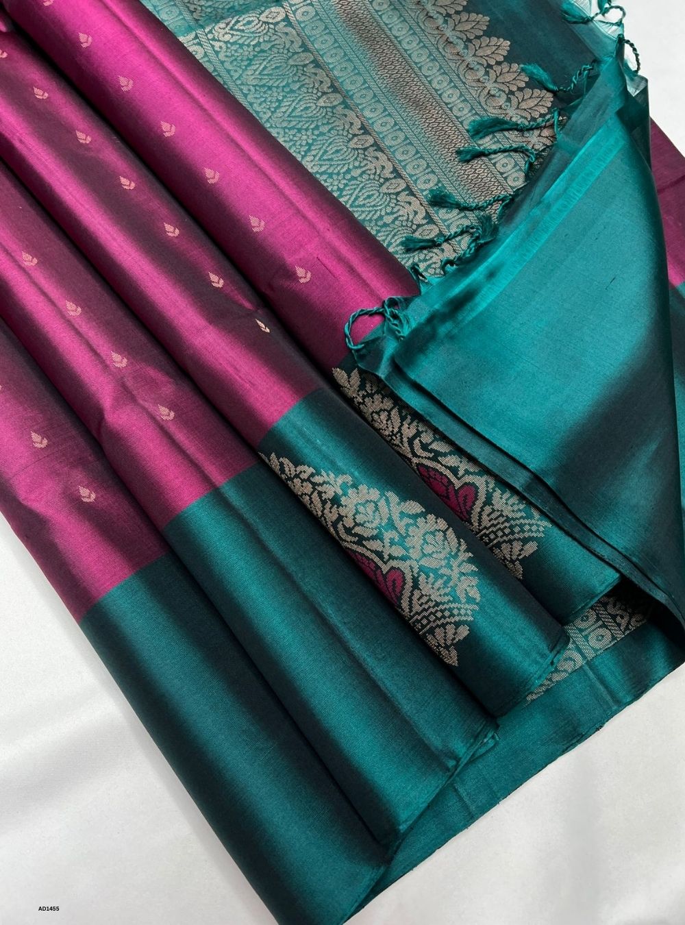 Magenta & Green - Soft Silk Saree