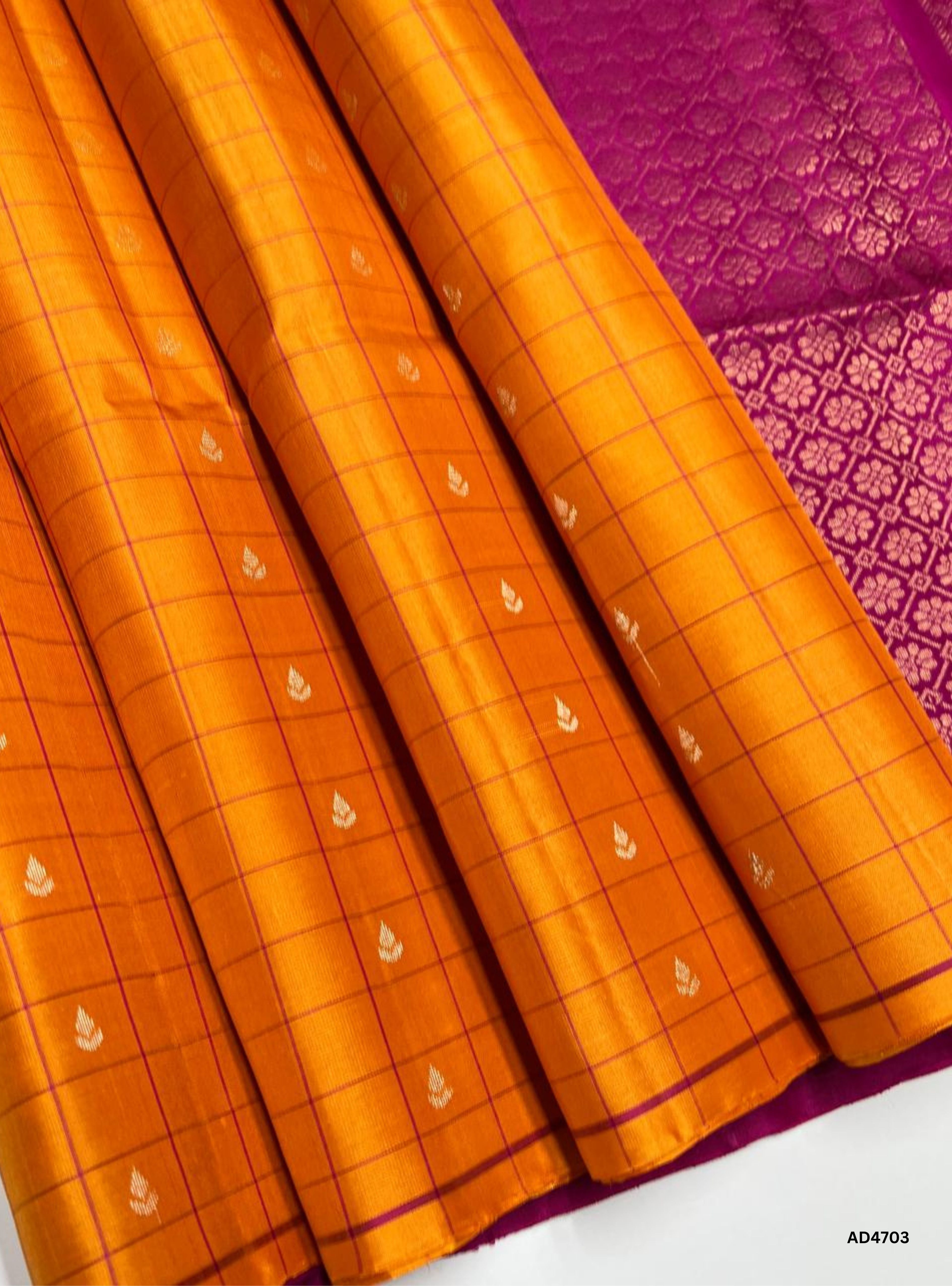 Mango Yellow & Rani Pink  - Checkerd Retta Pet Saree