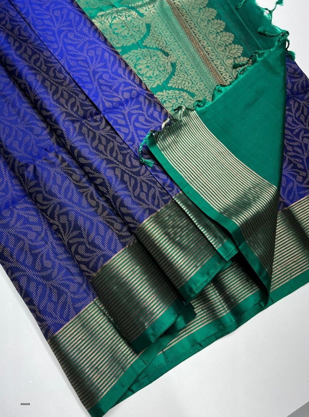 Royal Blue & Emerald Green - Soft Silk Saree