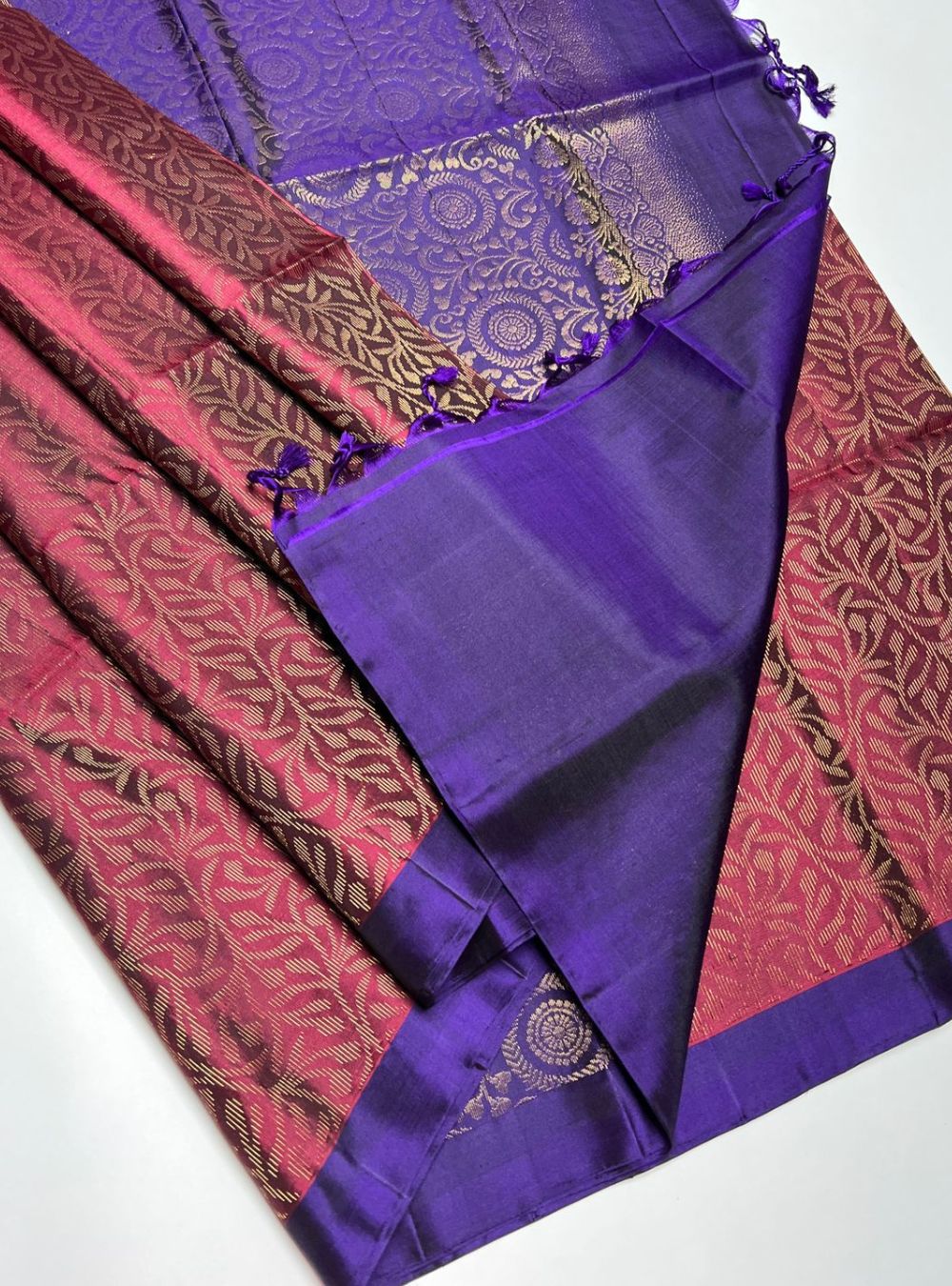 Magenta & Navy - Soft Silk Saree