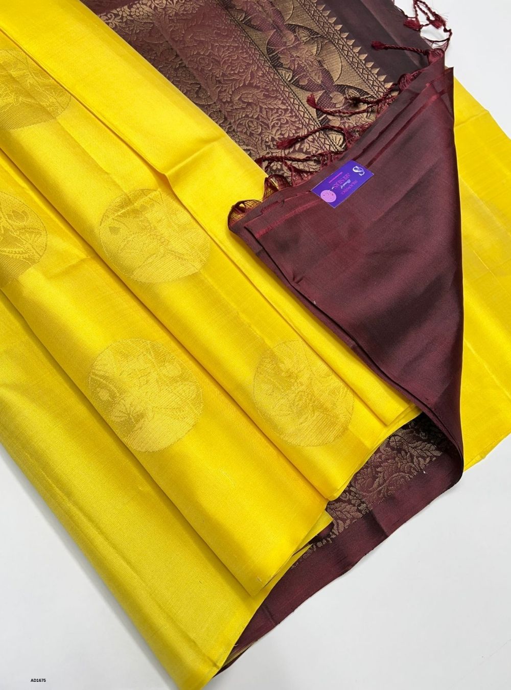 Yellow & Maroon -  Soft Silk Saree