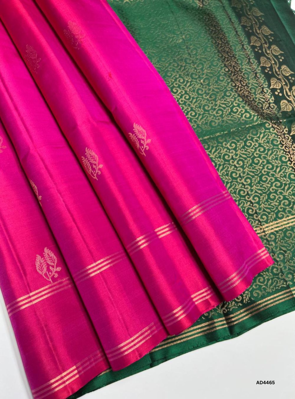 Pink & Green - Soft Silk Saree