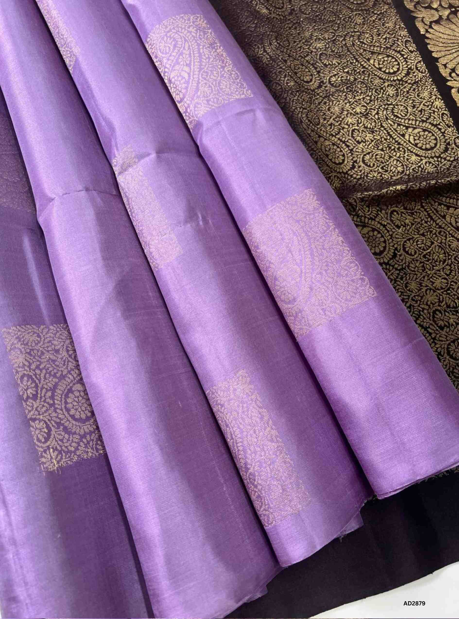 Lilac & Dark Jammun - Soft Silk Saree